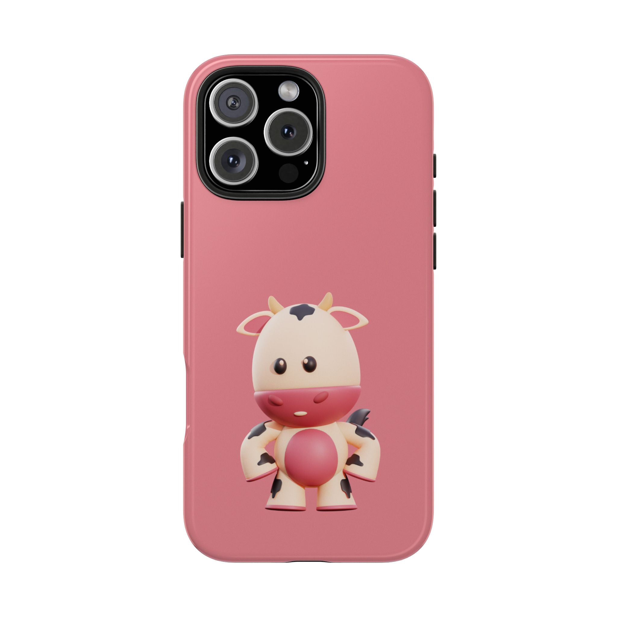 Cute Pink Cow Tough Phone Case – Durable Cute Farm Animal iPhone Cover