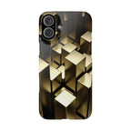 Gold Geometric 3D Cube Pattern (Shockproof)