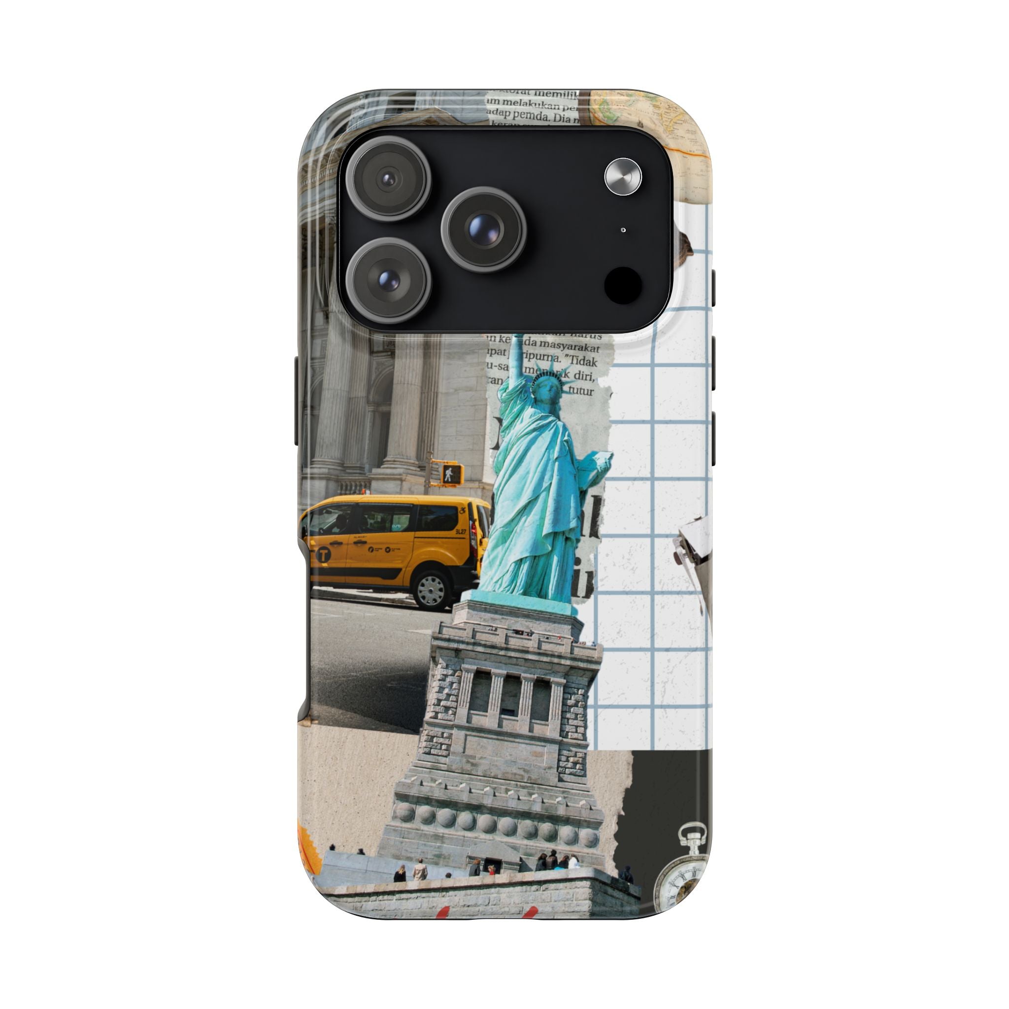 New York Collage - Statue of Liberty & Yellow iPhone Case