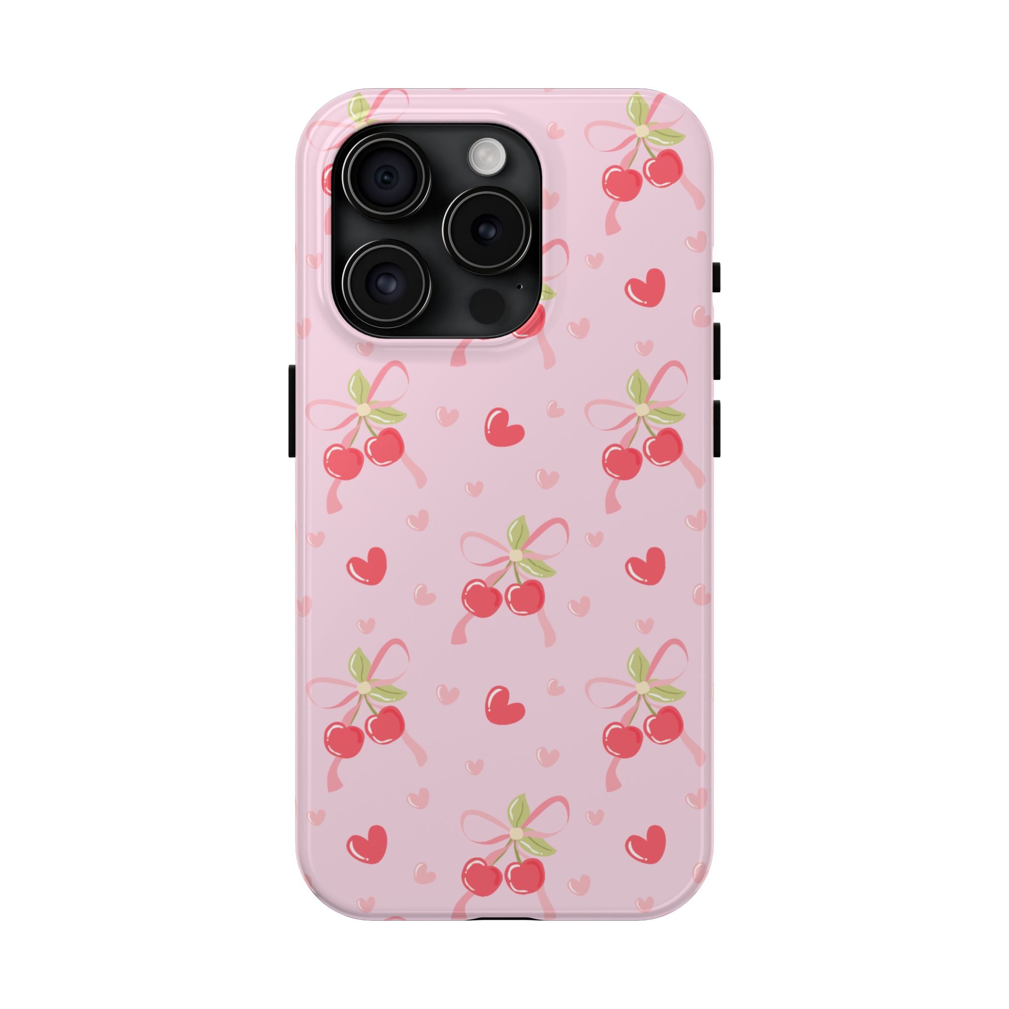 Cherry Hearts Tough iPhone Case (Pink)