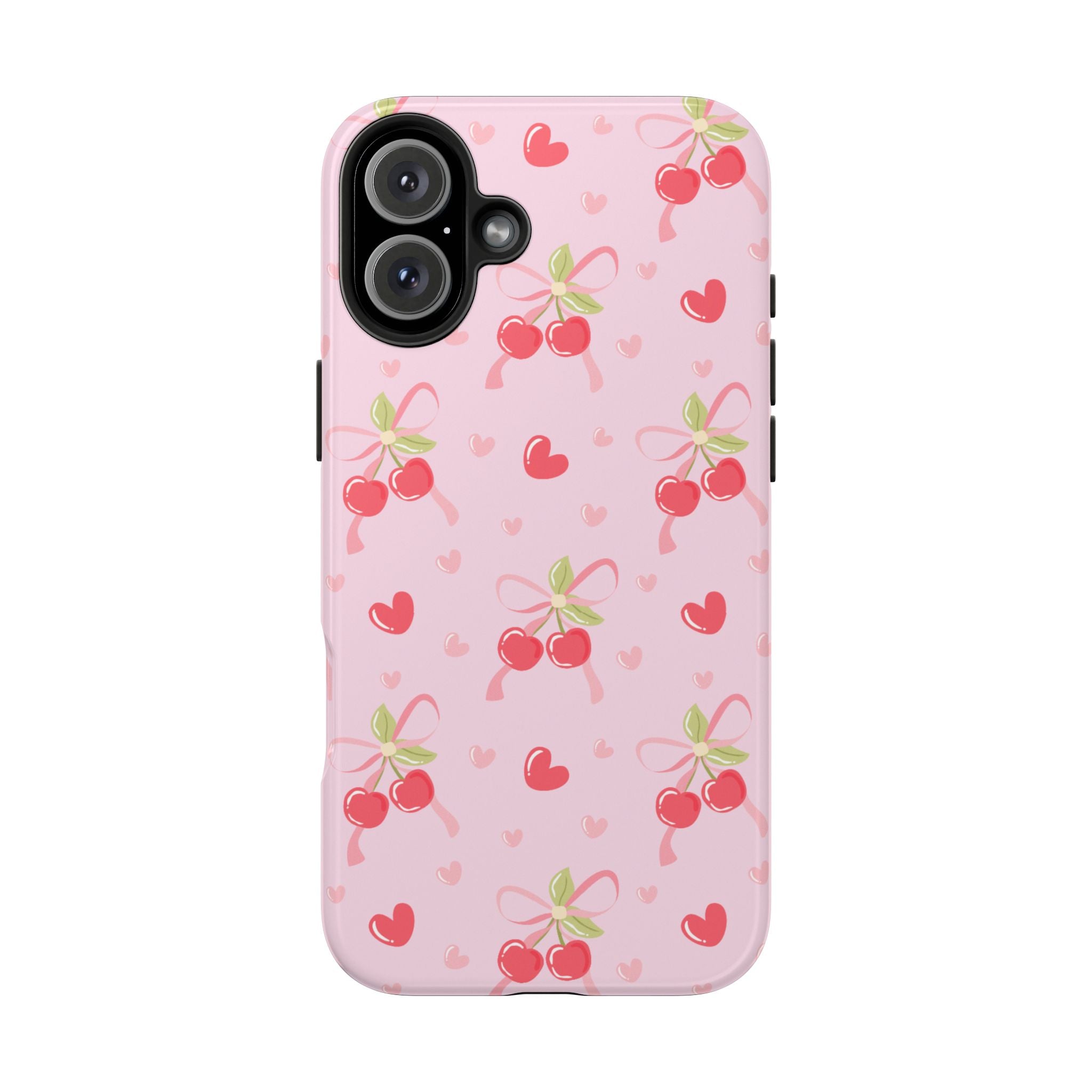 Cherry Hearts Tough iPhone Case (Pink)