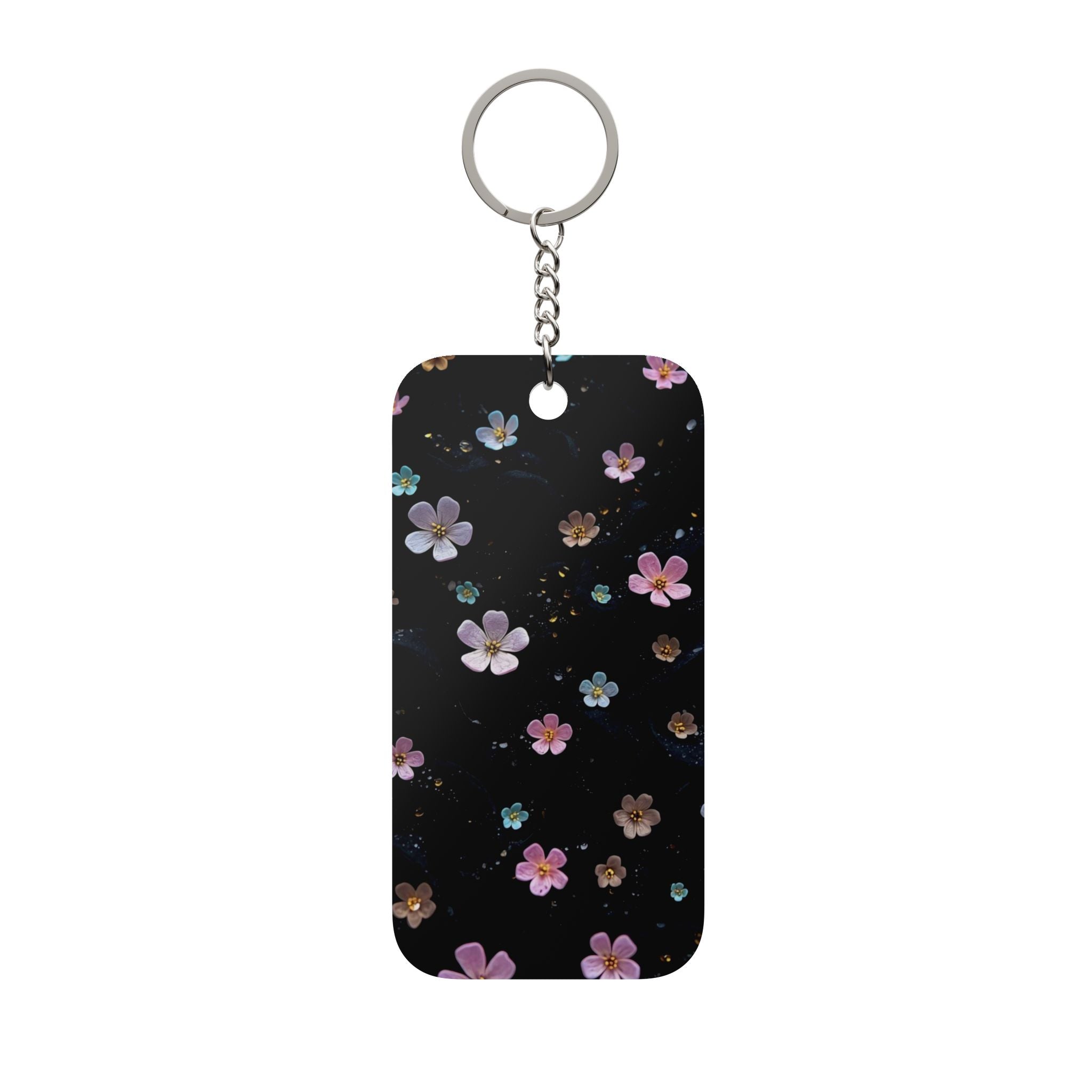 Double-Sided Keychain — Neon Butterflies & Pastel Floral Charm