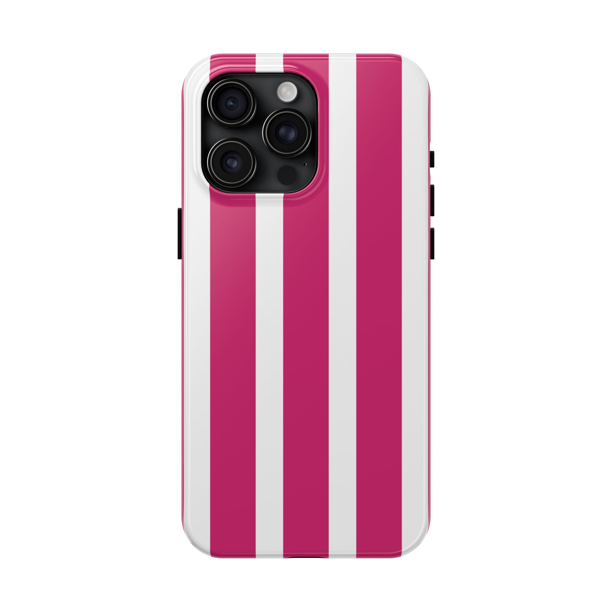 Pink Striped Tough iPhone Case (Bold Magenta)