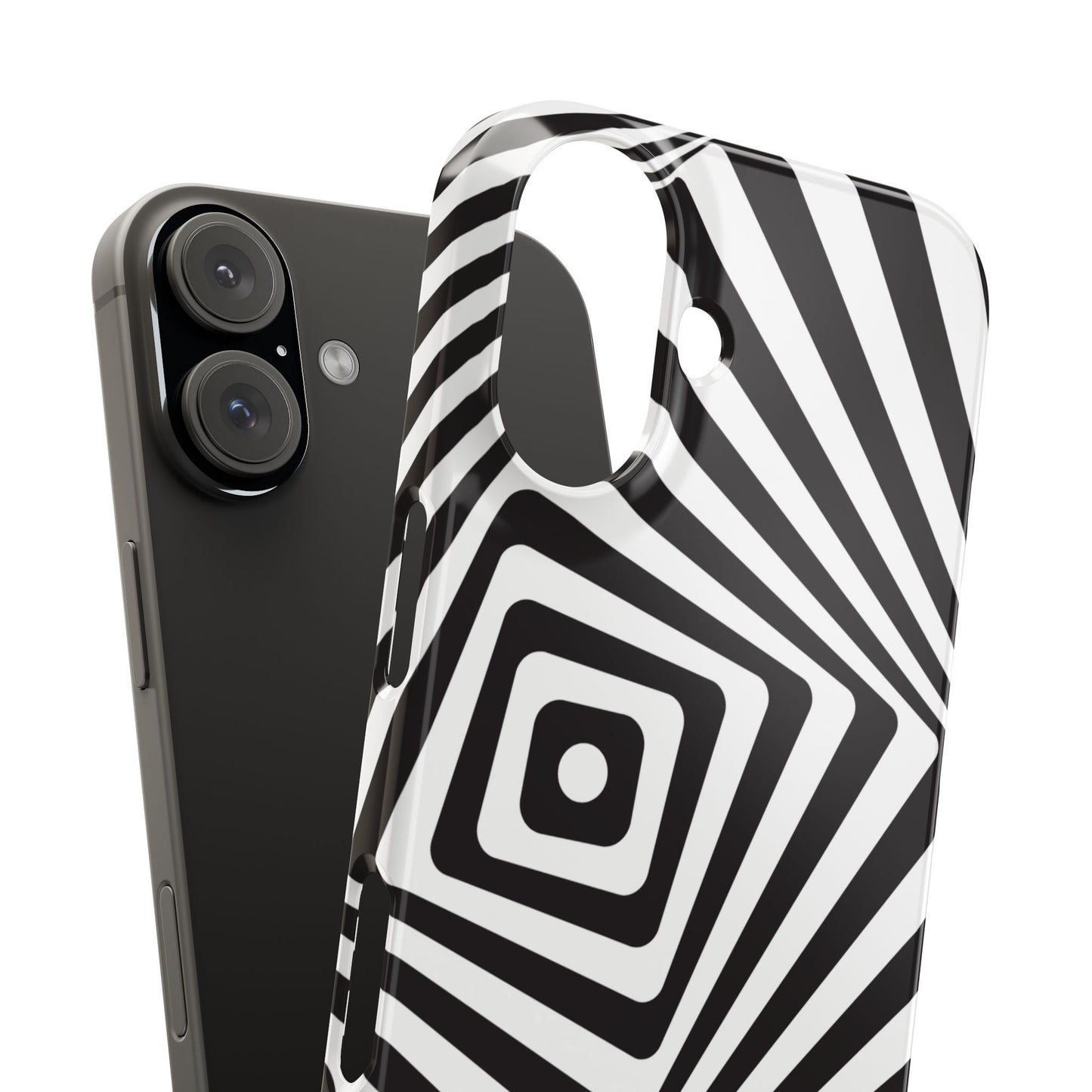 Optical Illusion Slim Phone Case — Black & White Spiral Geometric Design