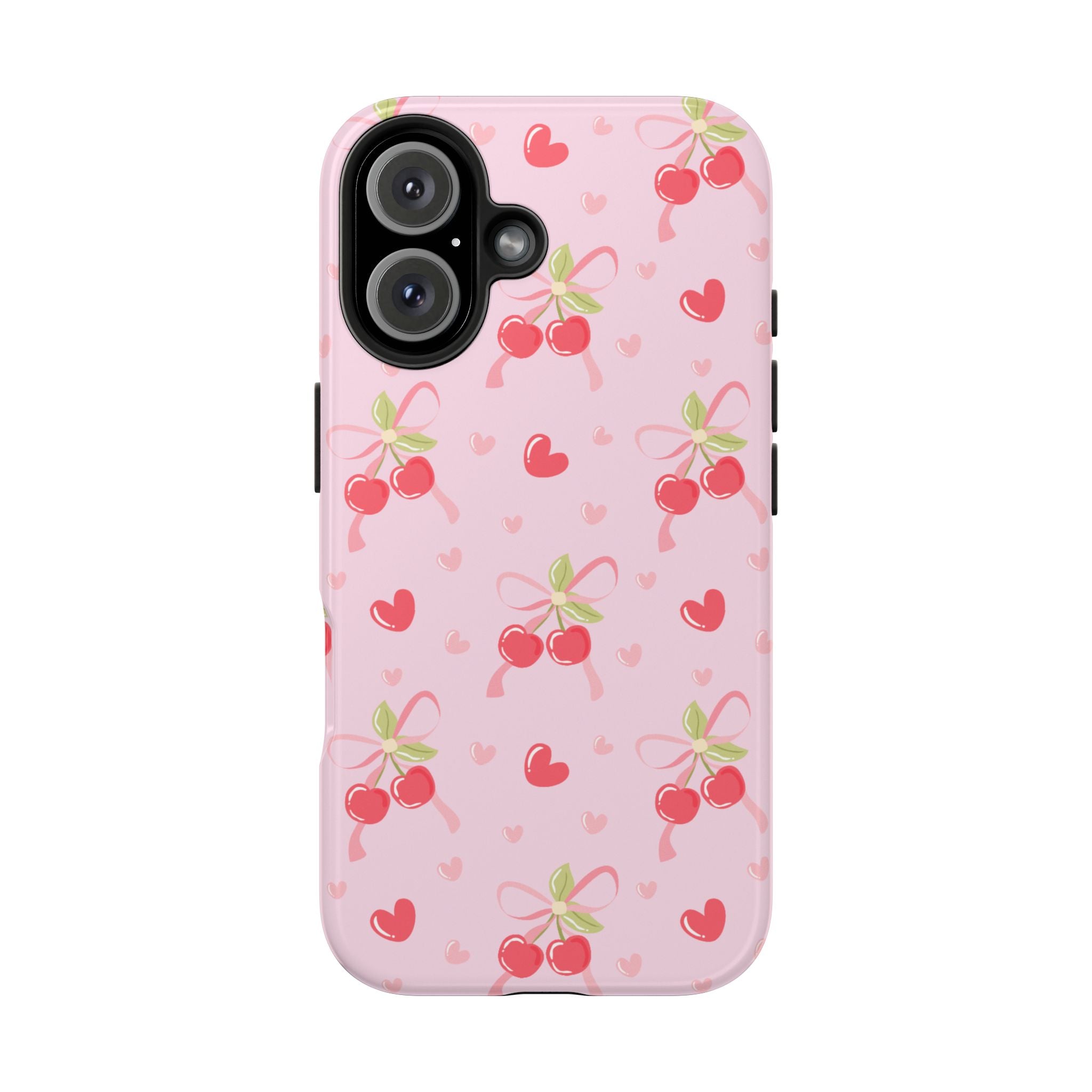 Cherry Hearts Tough iPhone Case (Pink)