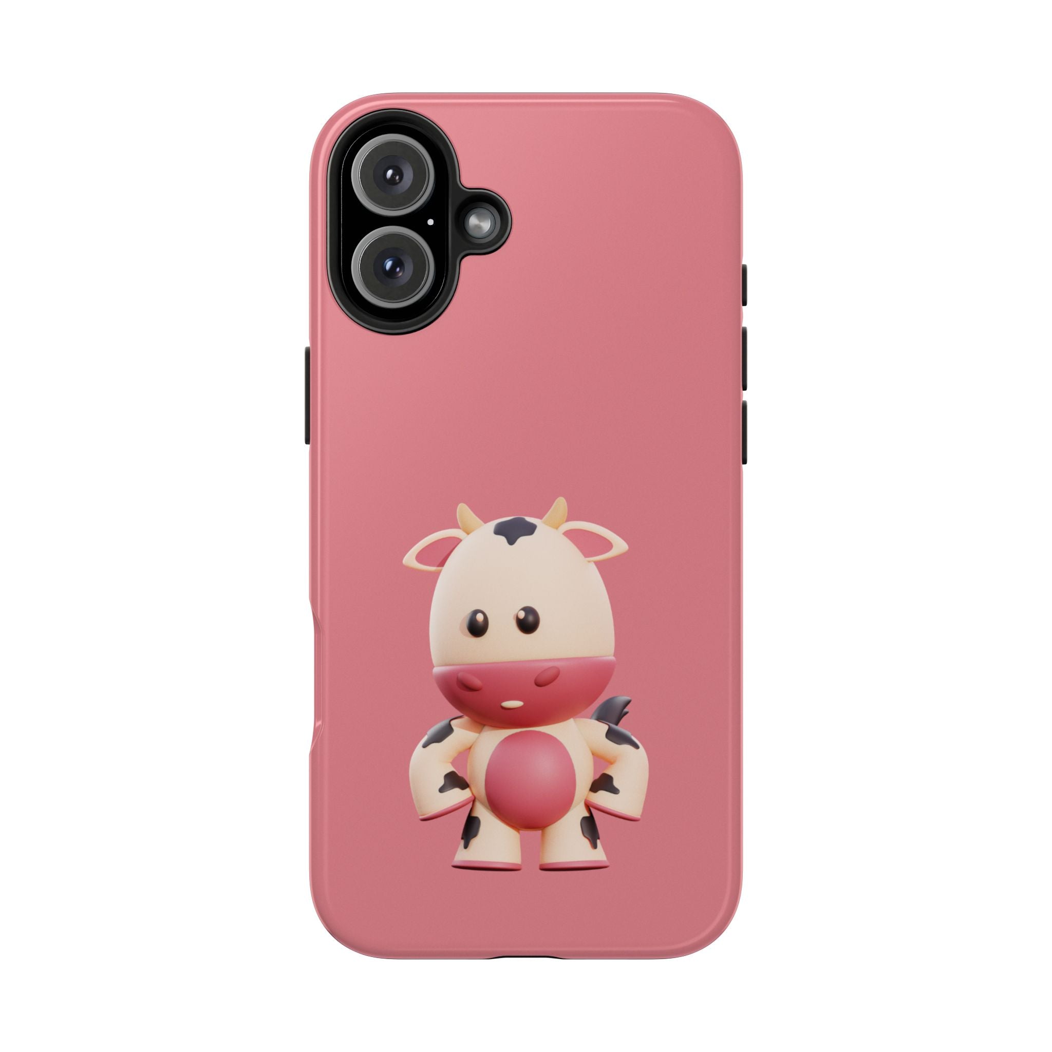 Cute Pink Cow Tough Phone Case – Durable Cute Farm Animal iPhone Cover
