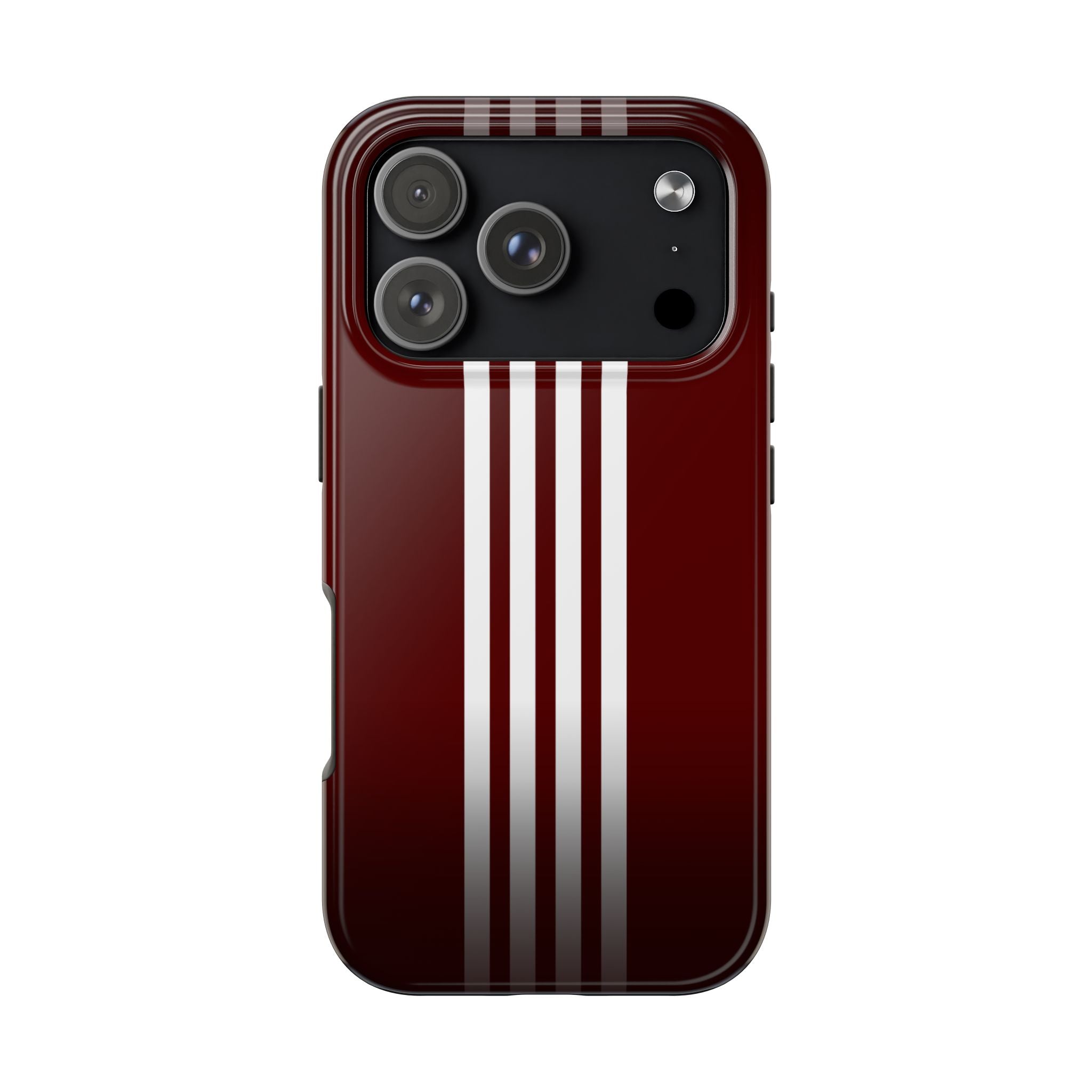 Maroon Racing Stripe Tough iPhone Case