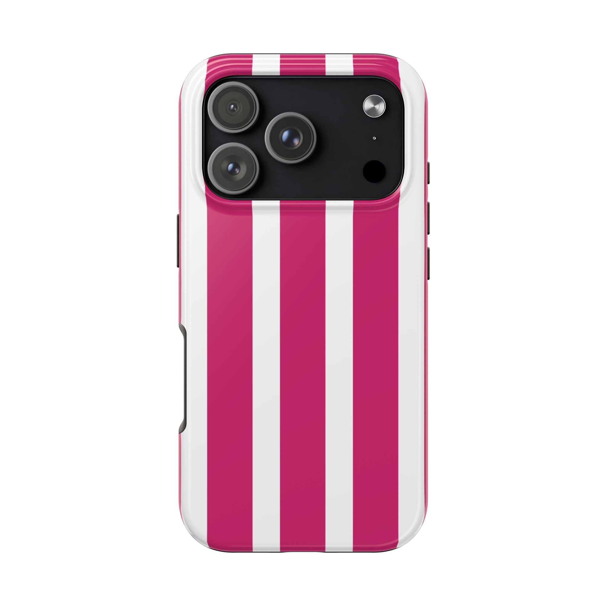 Pink Striped Tough iPhone Case (Bold Magenta)