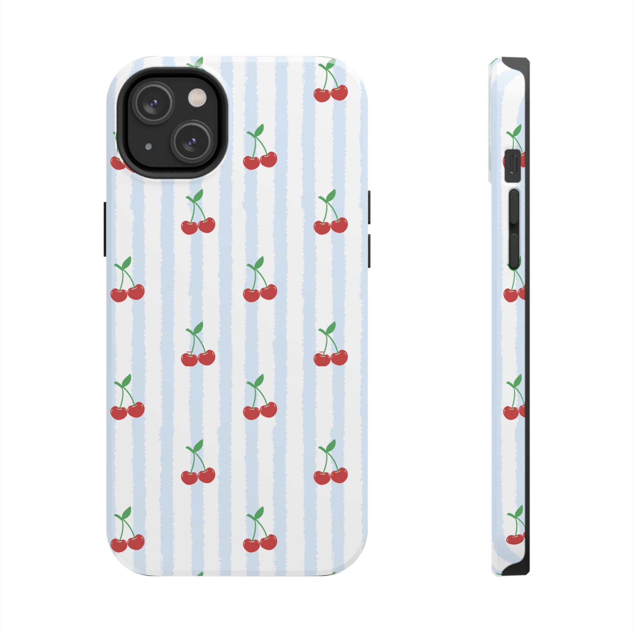 Cherry Stripe Tough (Phone Case (Blue)