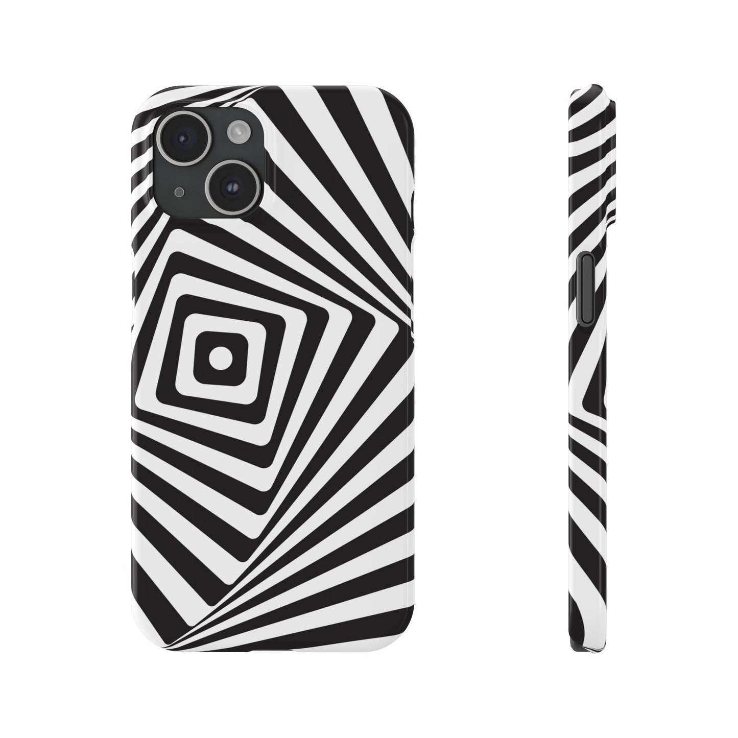 Optical Illusion Slim Phone Case — Black & White Spiral Geometric Design