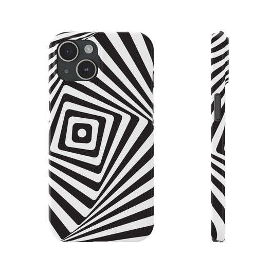Optical Illusion Slim Phone Case — Black & White Spiral Geometric Design