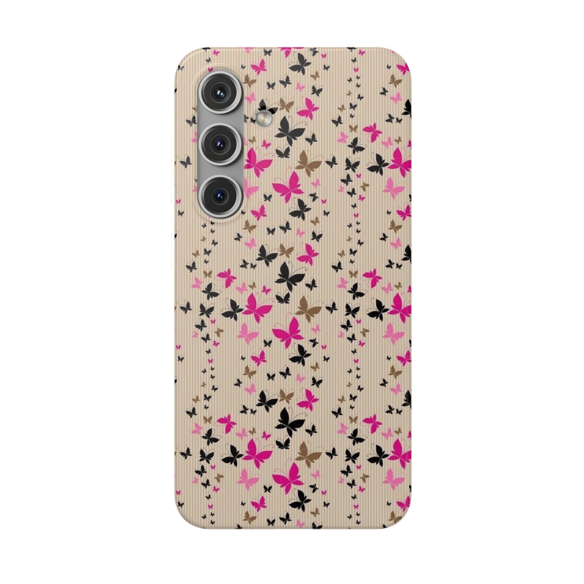 Butterfly Scatter Samsung Case (Pink & Black Floral Case)