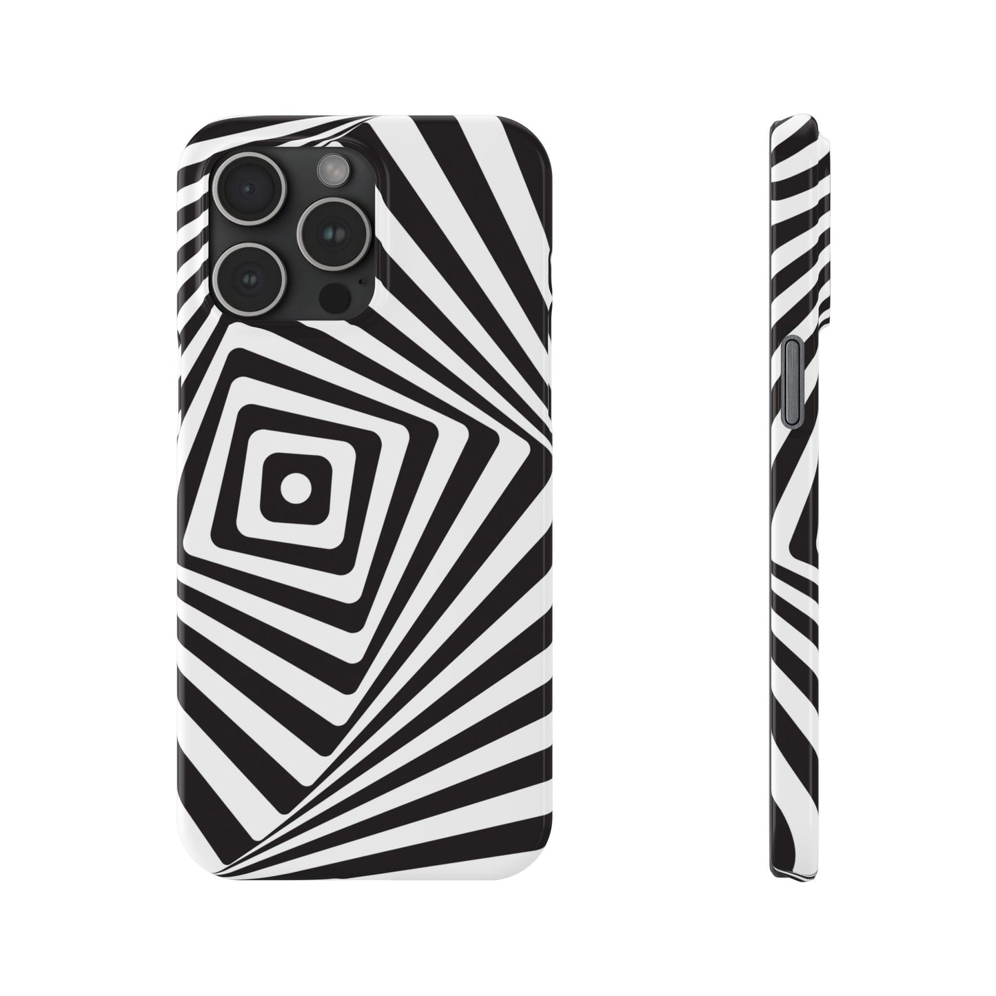 Optical Illusion Slim Phone Case — Black & White Spiral Geometric Design