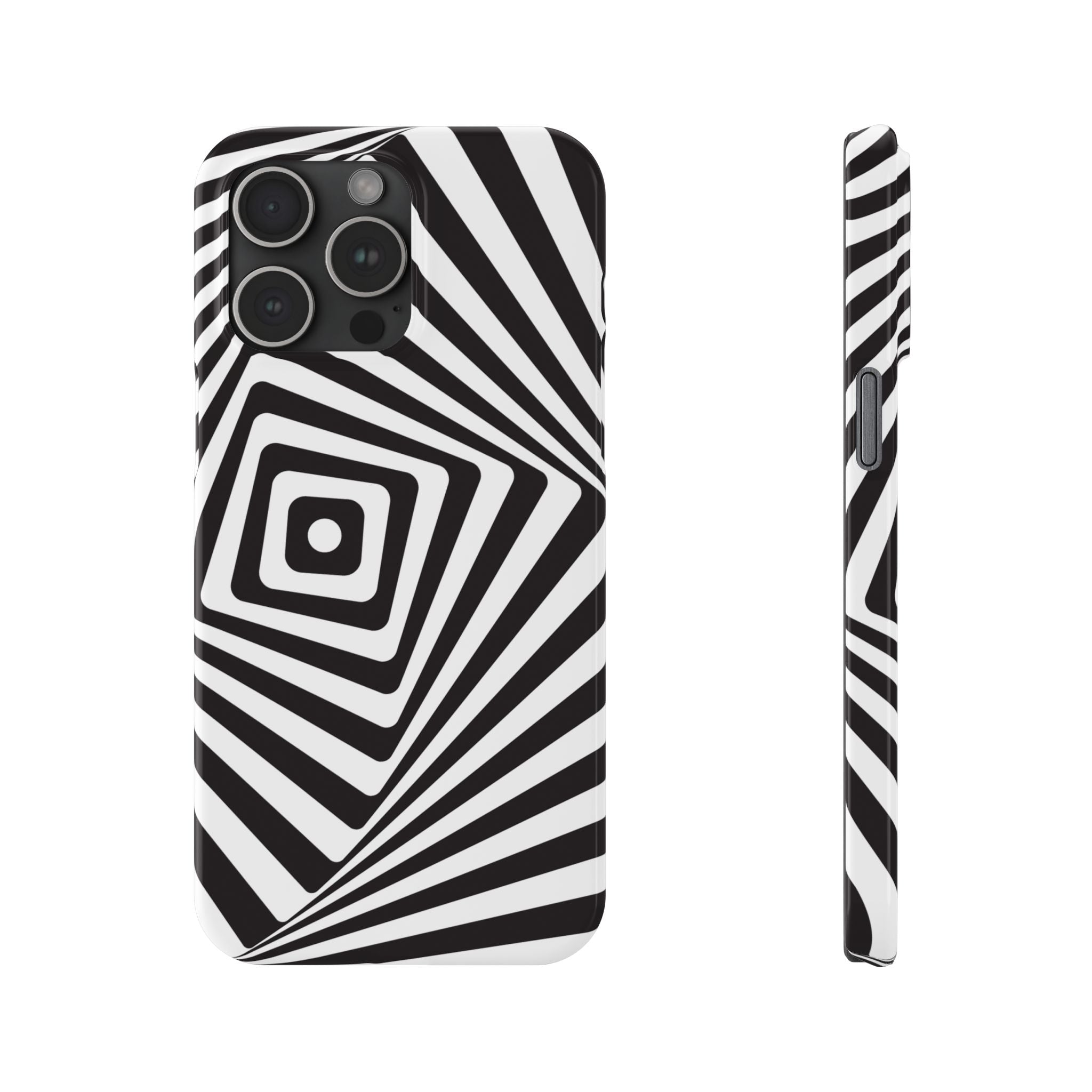 Optical Illusion Slim Phone Case — Black & White Spiral Geometric Design