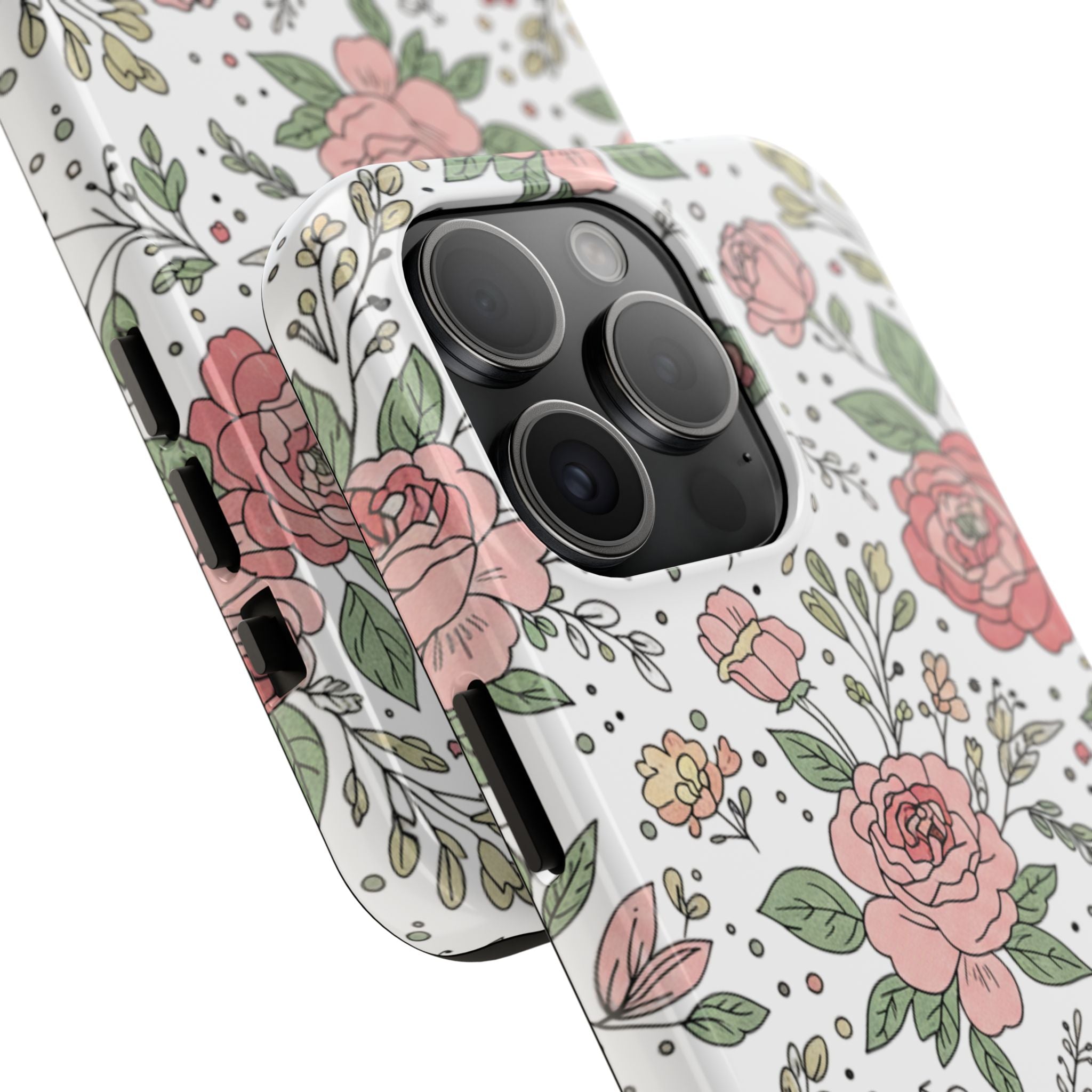 Floral Rose Tough Phone Case - Pink Garden Phone Case