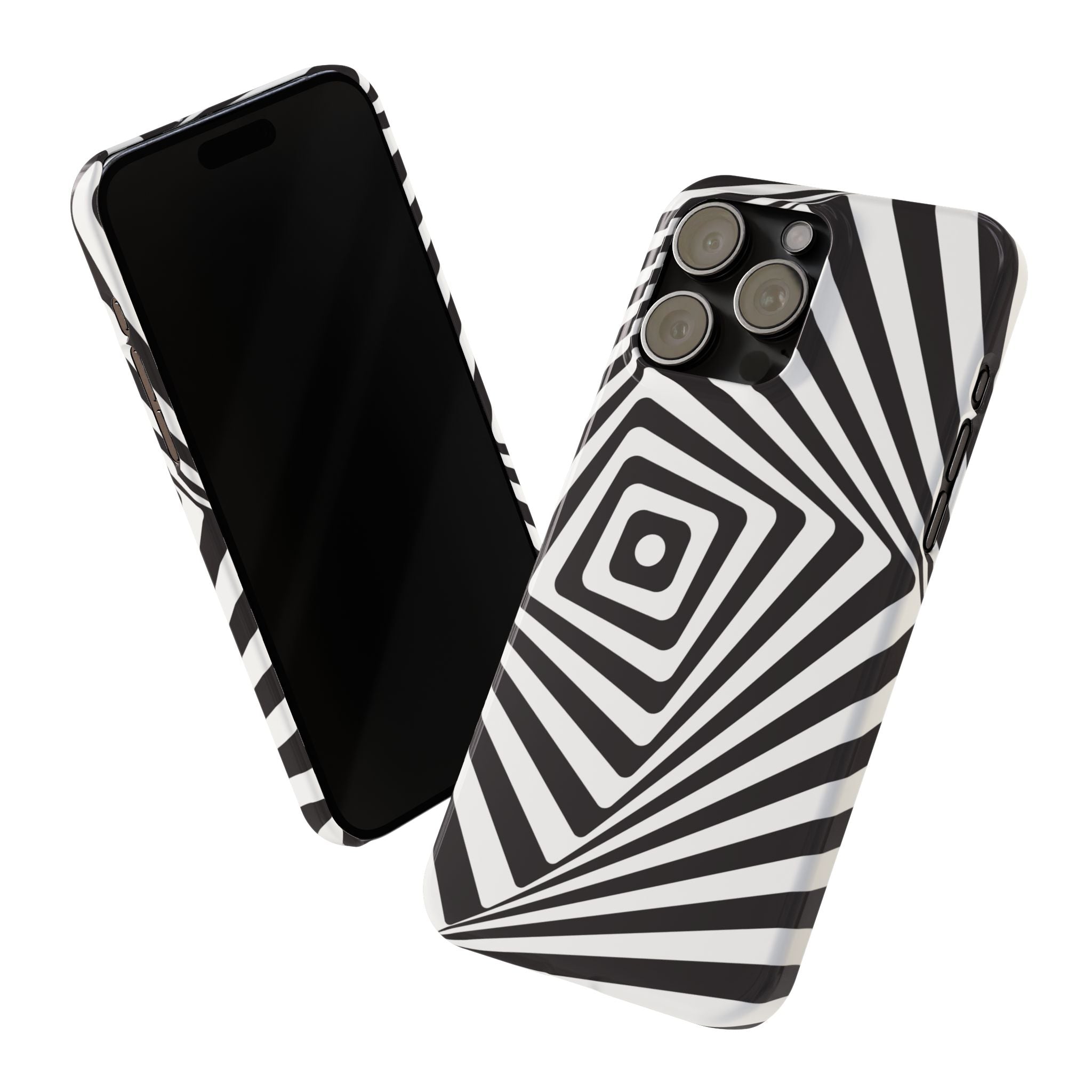 Optical Illusion Slim Phone Case — Black & White Spiral Geometric Design