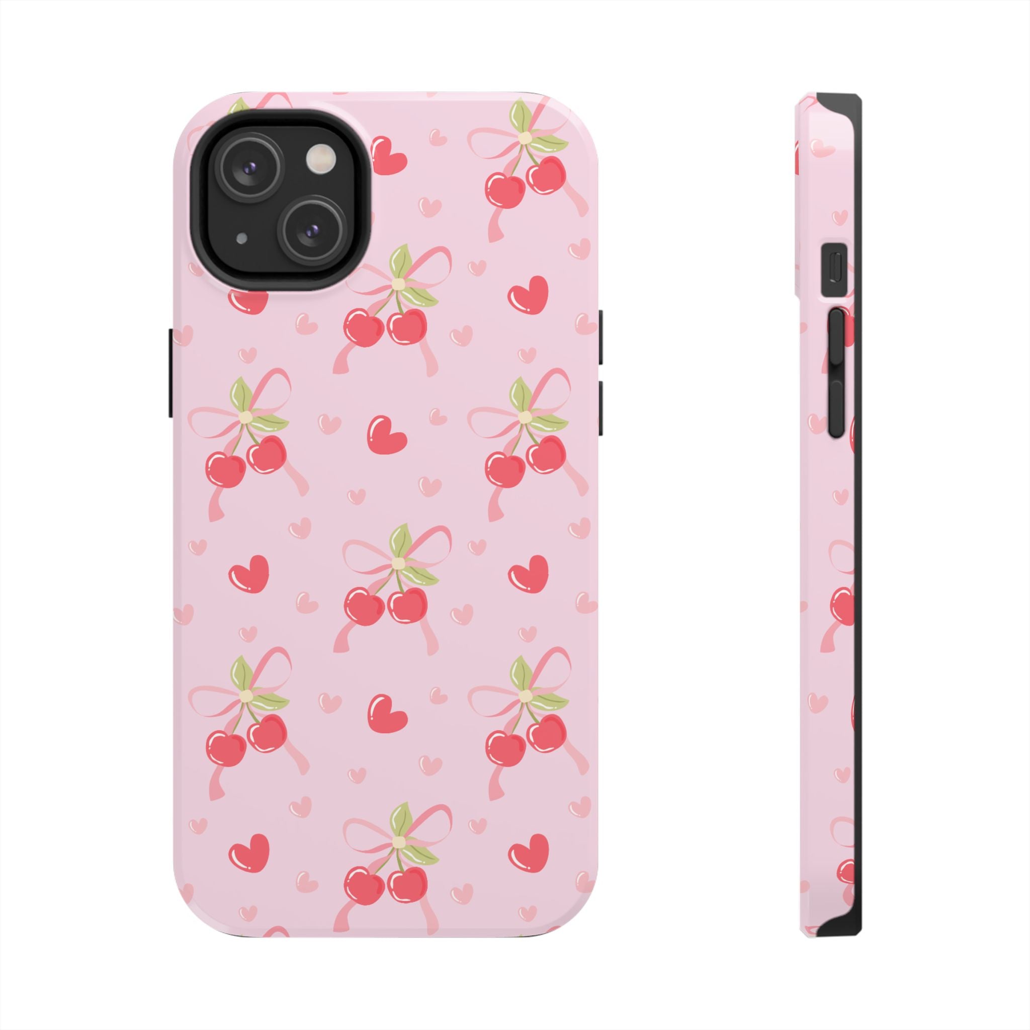 Cherry Hearts Tough iPhone Case (Pink)