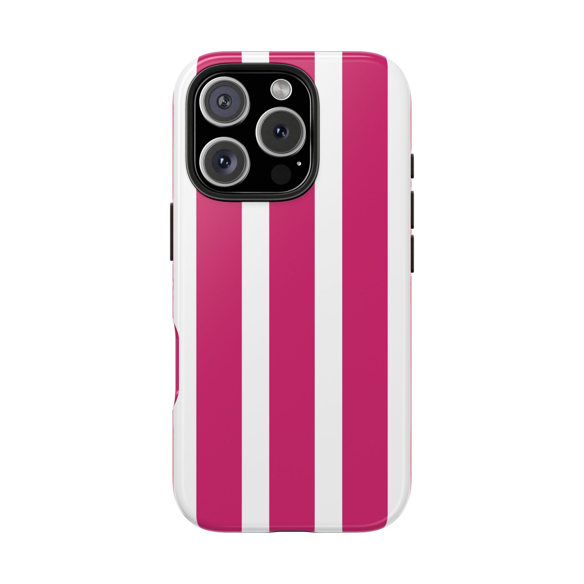 Pink Striped Tough iPhone Case (Bold Magenta)