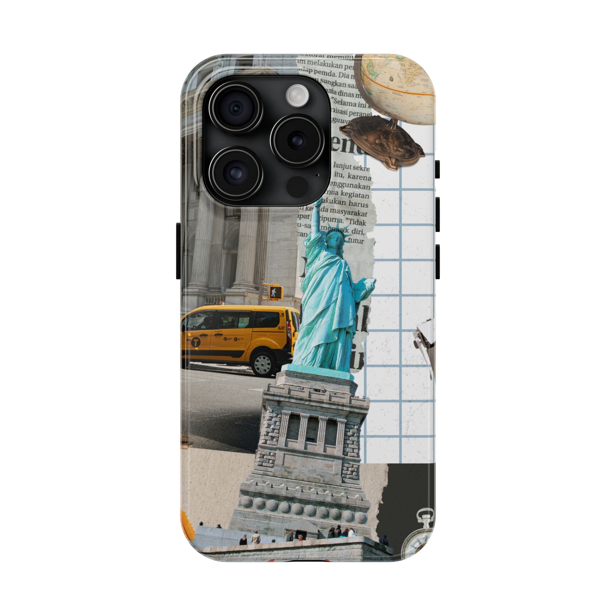 New York Collage - Statue of Liberty & Yellow iPhone Case
