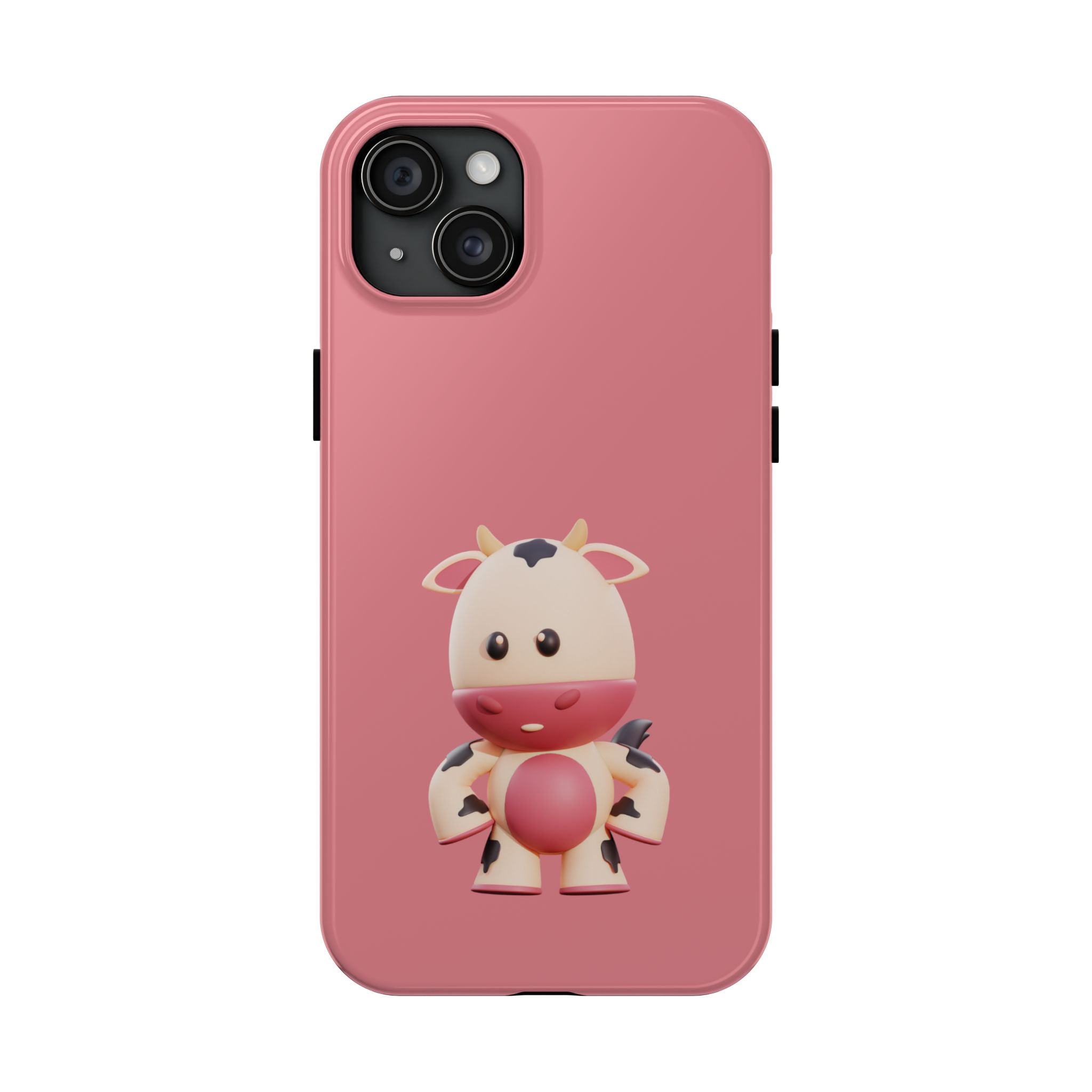Cute Pink Cow Tough Phone Case – Durable Cute Farm Animal iPhone Cover