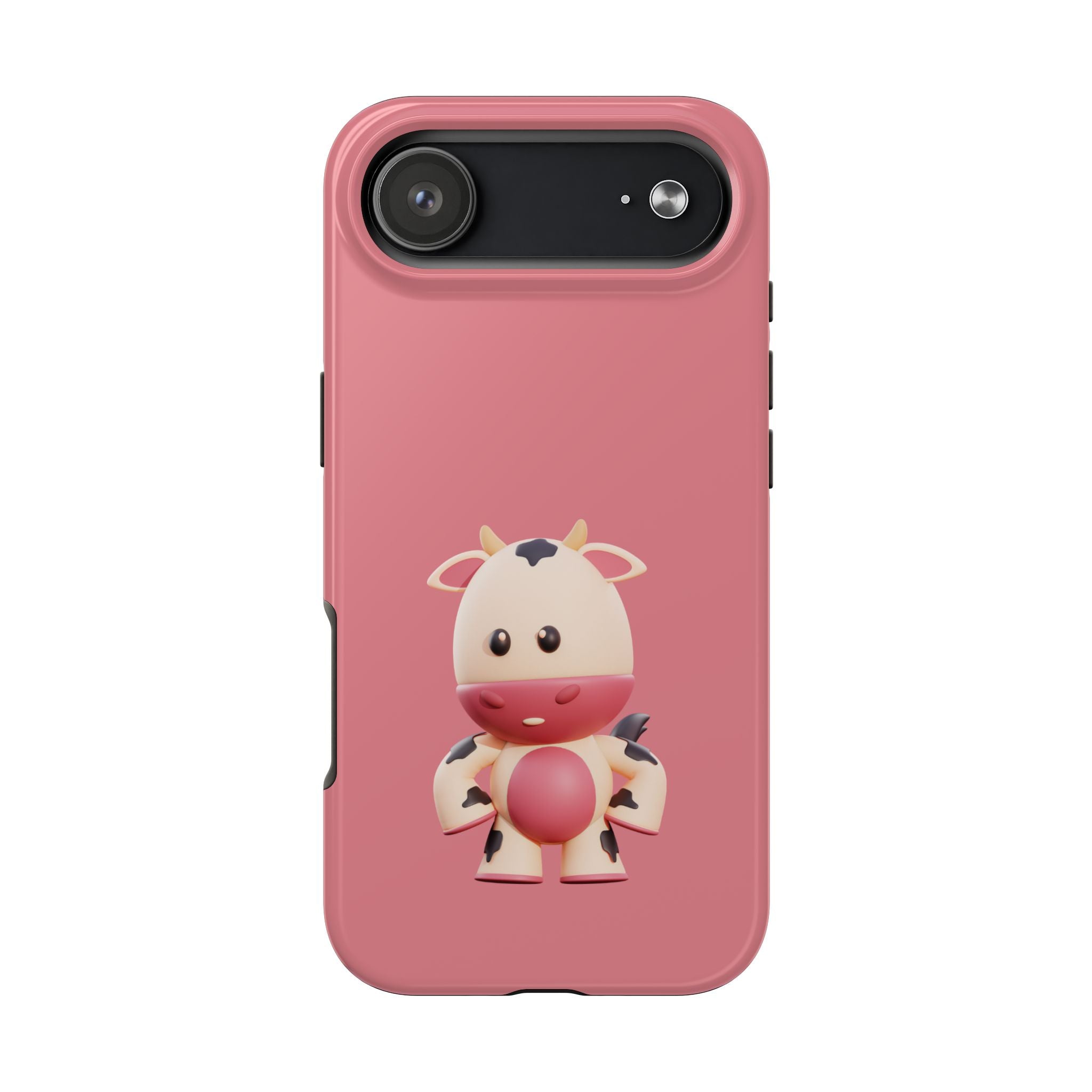 Cute Pink Cow Tough Phone Case – Durable Cute Farm Animal iPhone Cover