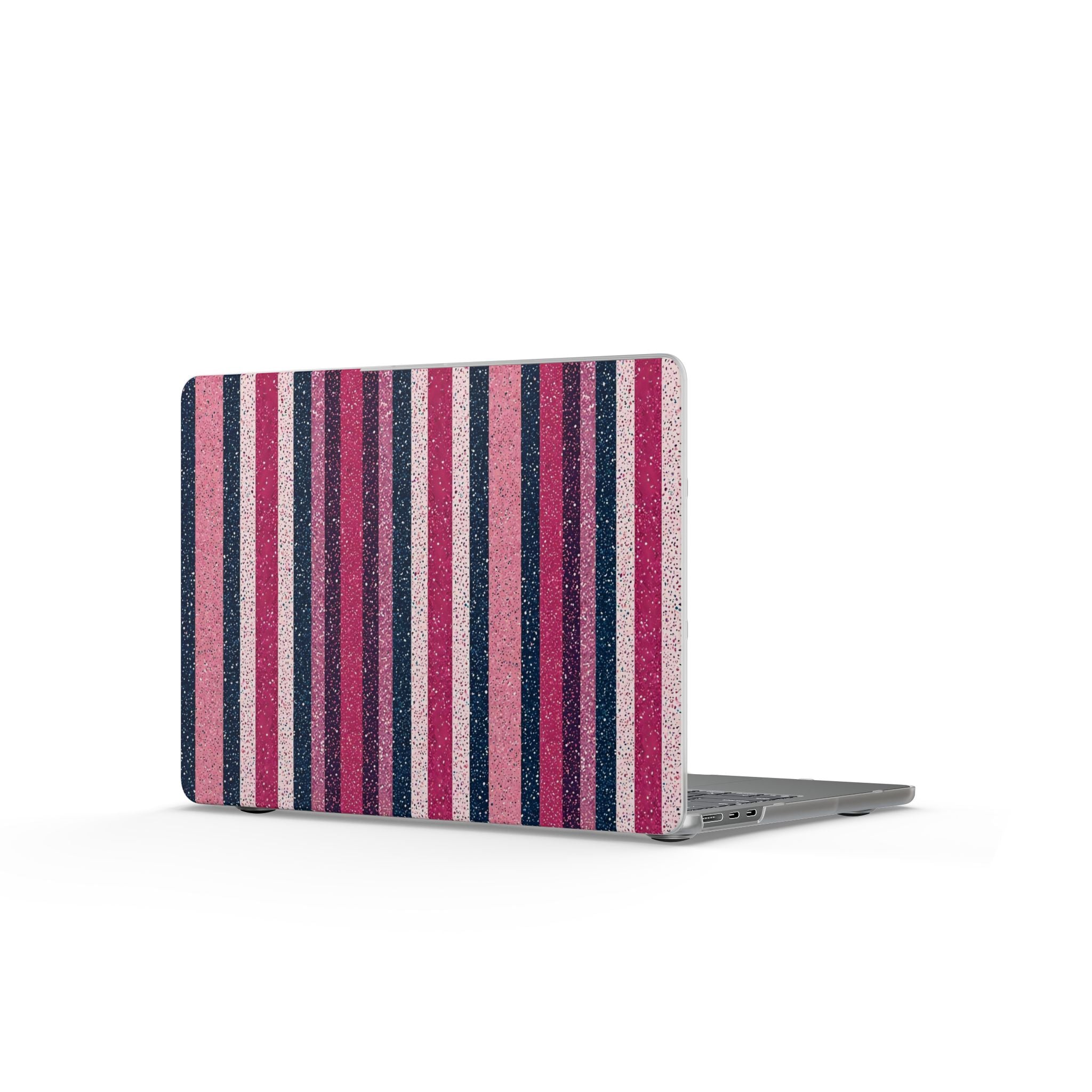 Striped Pink Glitter Matte MacBook Case — Protective Laptop Cover for Women, Teens & Students