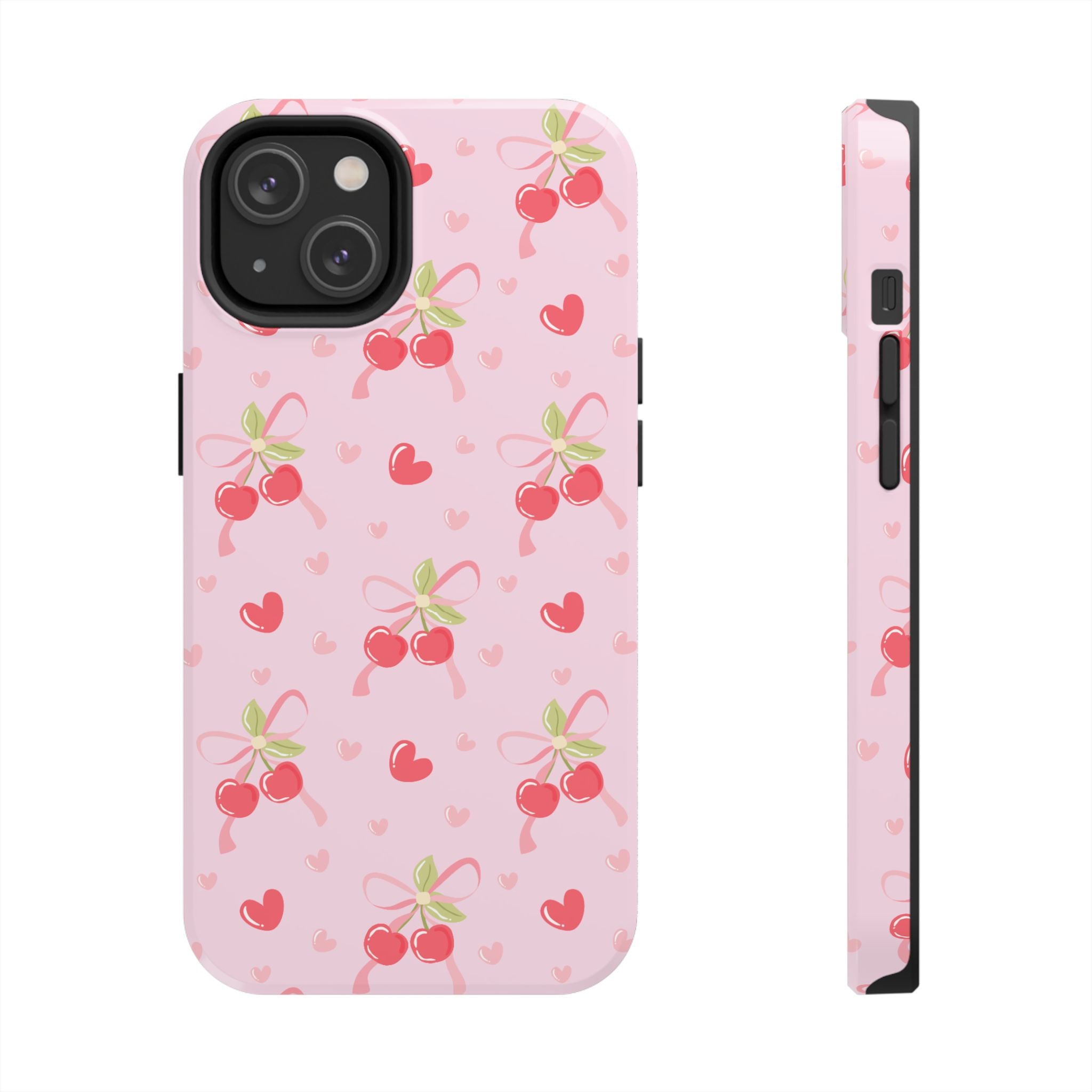 Cherry Hearts Tough iPhone Case (Pink)
