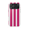 Pink Striped Tough iPhone Case (Bold Magenta)
