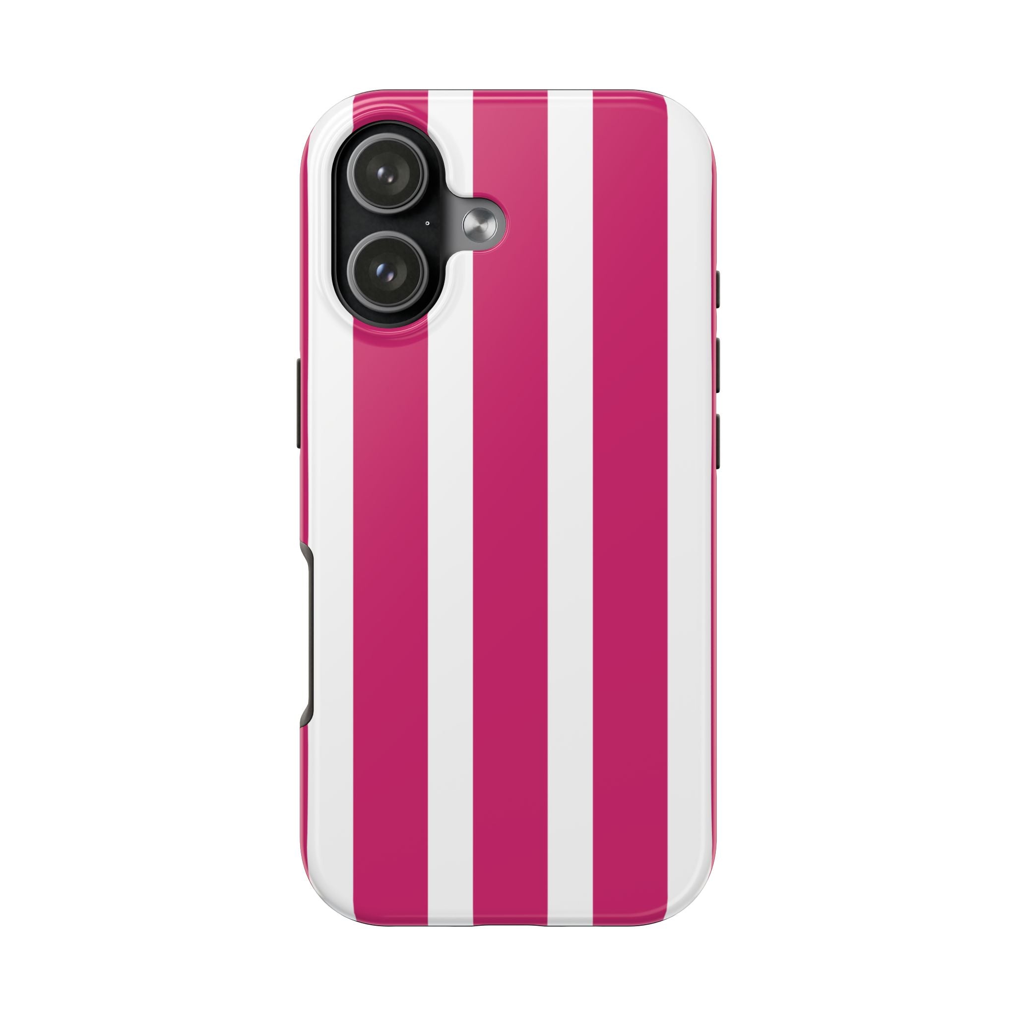 Pink Striped Tough iPhone Case (Bold Magenta)