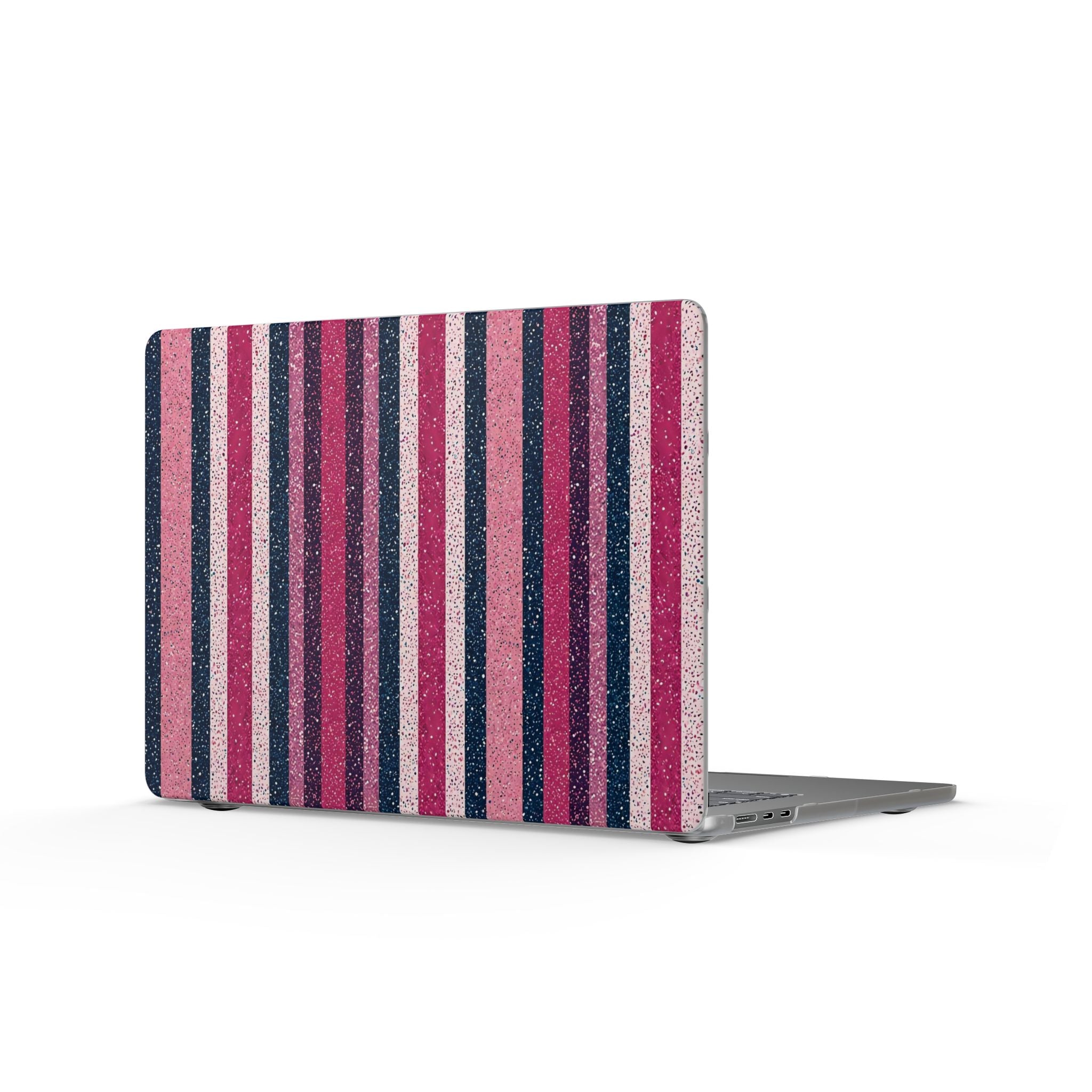 Striped Pink Glitter Matte MacBook Case — Protective Laptop Cover for Women, Teens & Students