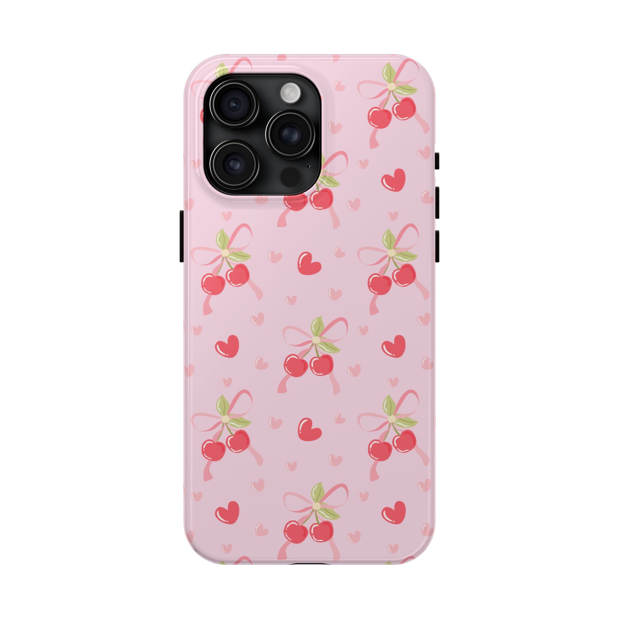 Cherry Hearts Tough iPhone Case (Pink)