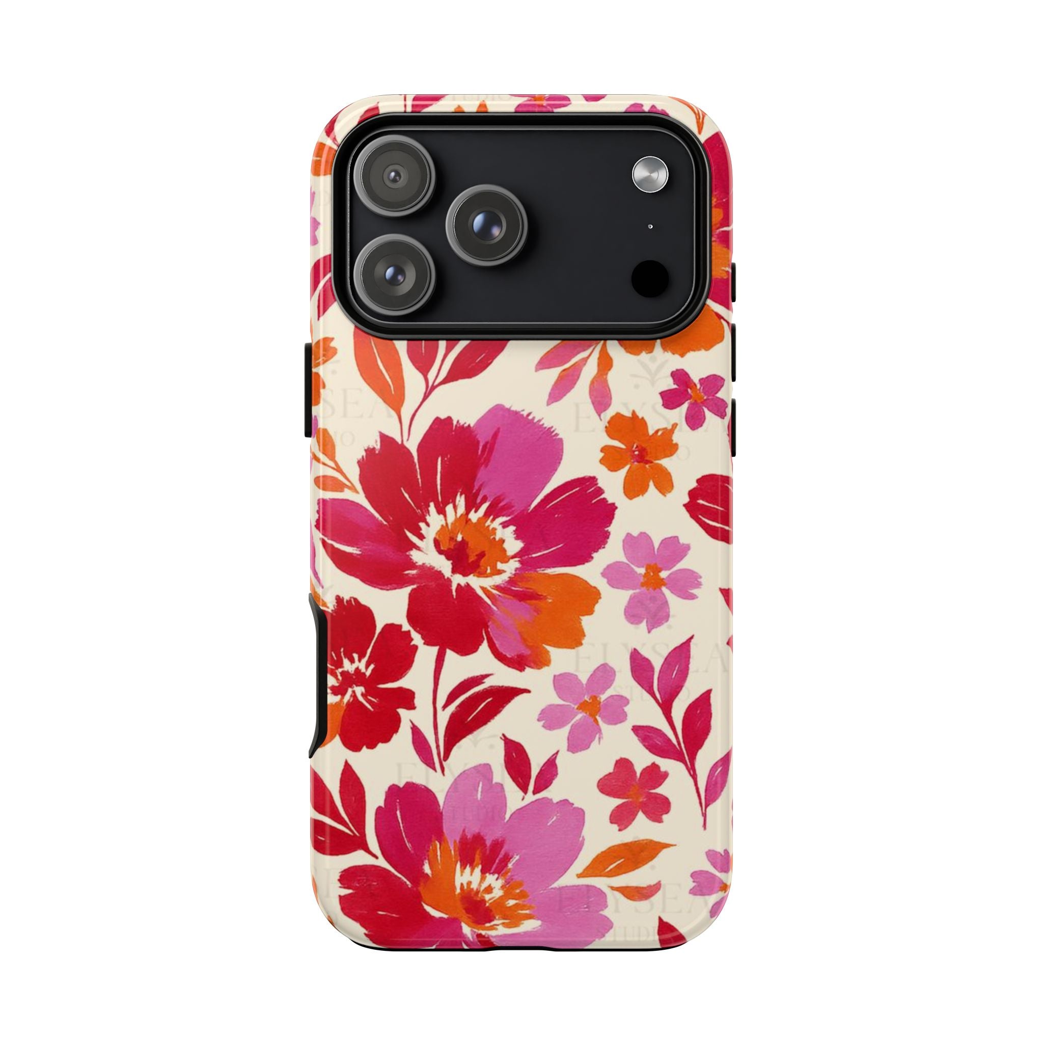 Floral Tough iPhone Case (Bold Pink & Orange)