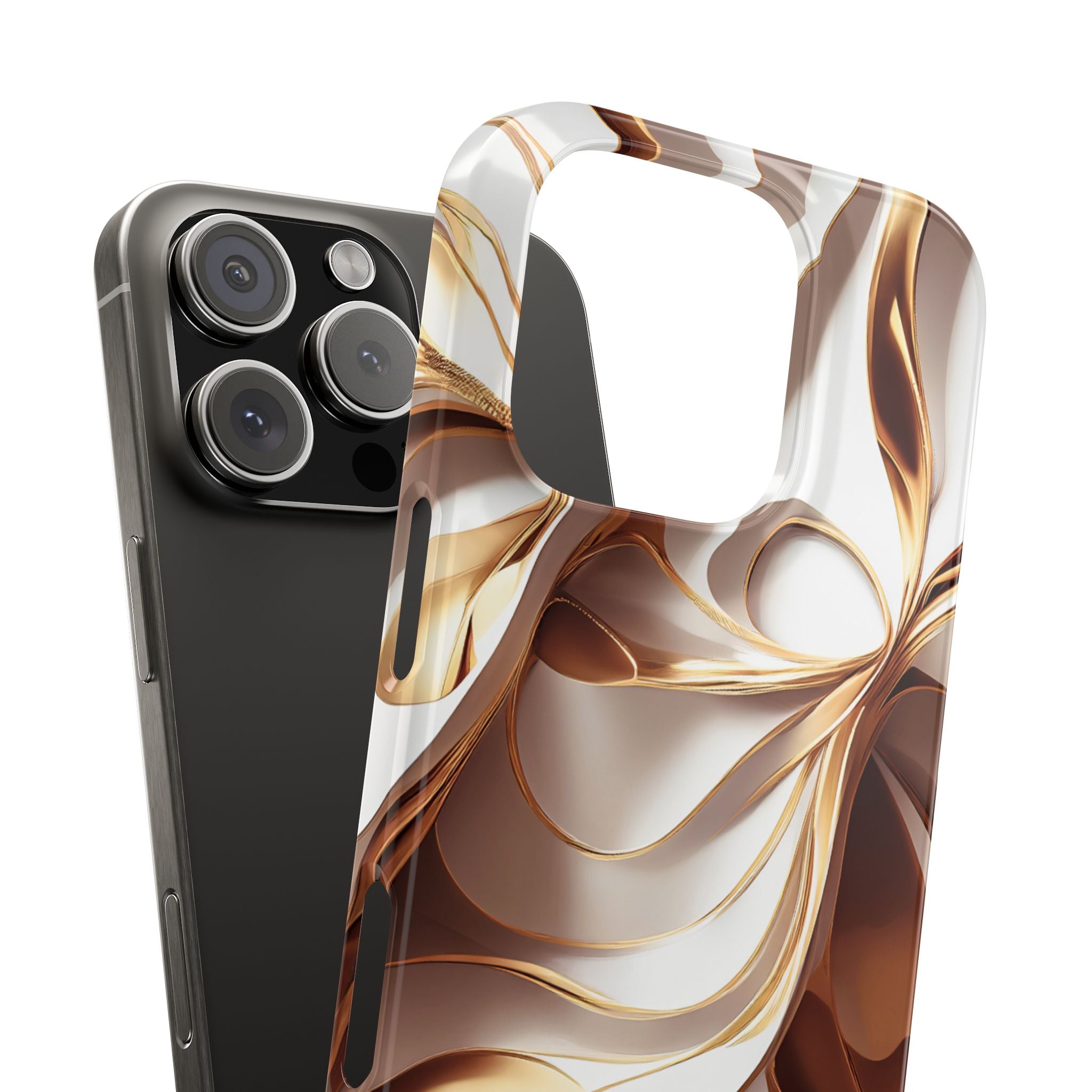 Luxe Swirl Marble Brown Gold Designs