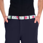 Floral Cherry Print Belt - Cute Pink Fruit Pattern Accessory