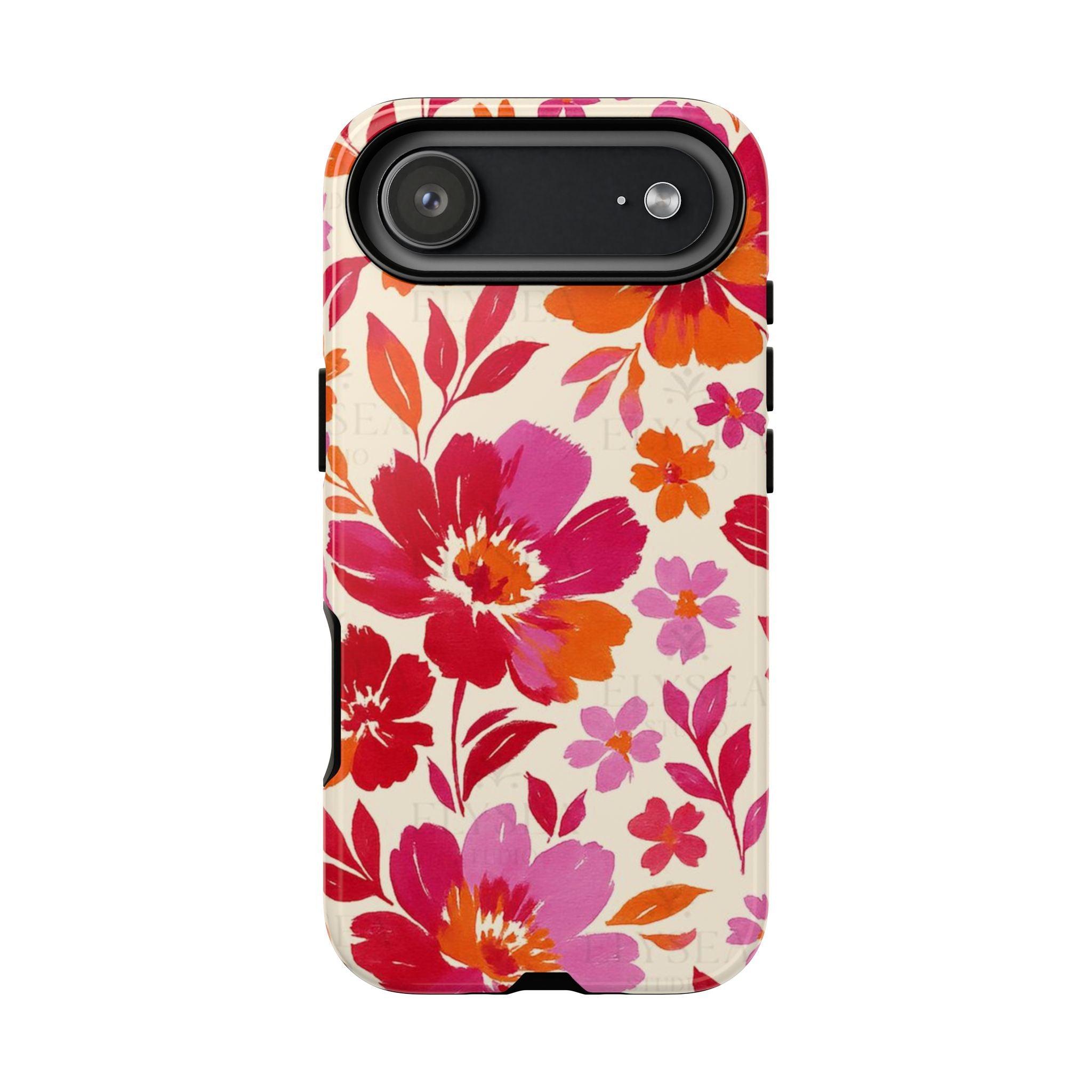 Floral Tough iPhone Case (Bold Pink & Orange)