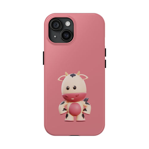 Cute Pink Cow Tough Phone Case – Durable Cute Farm Animal iPhone Cover