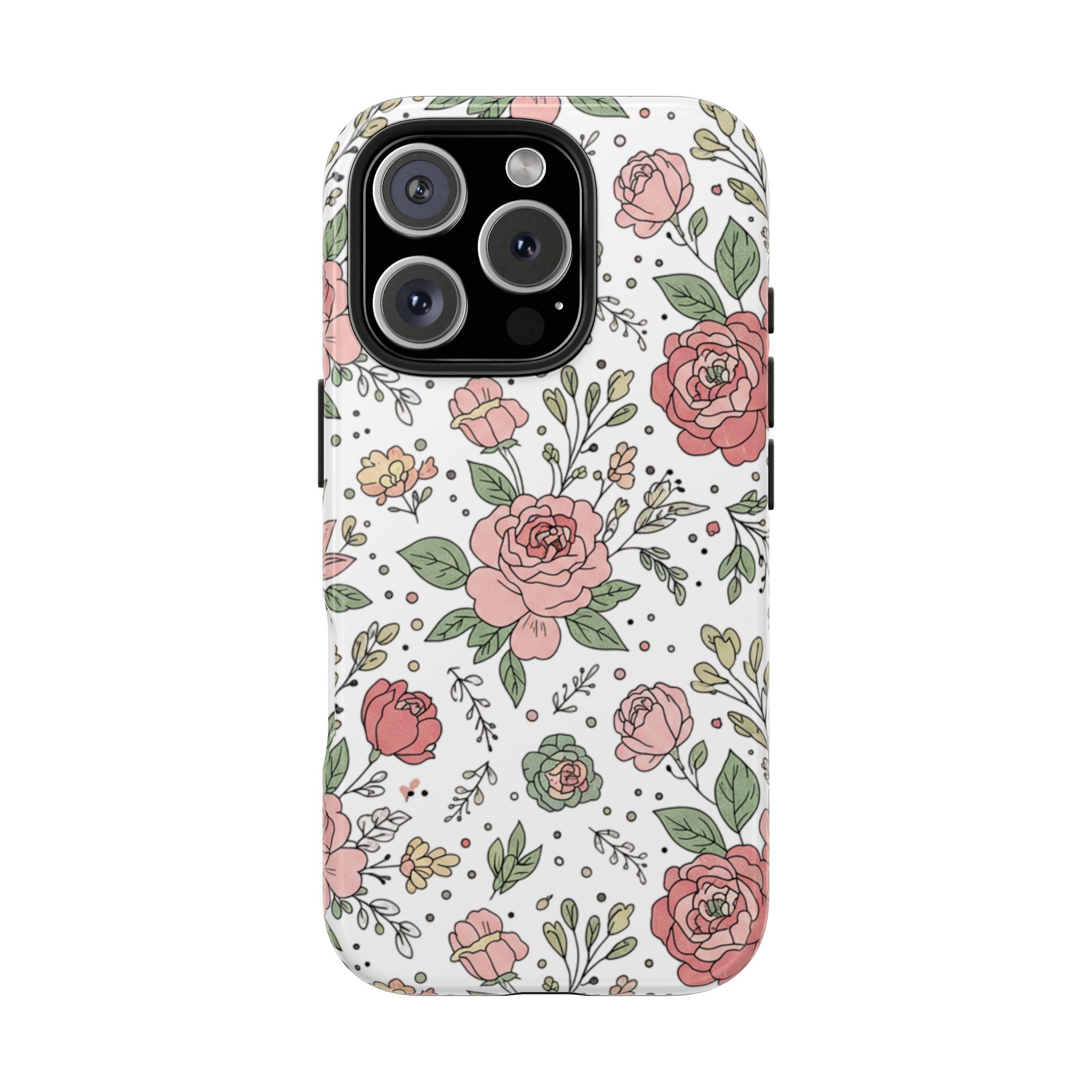 Floral Rose Tough Phone Case - Pink Garden Phone Case