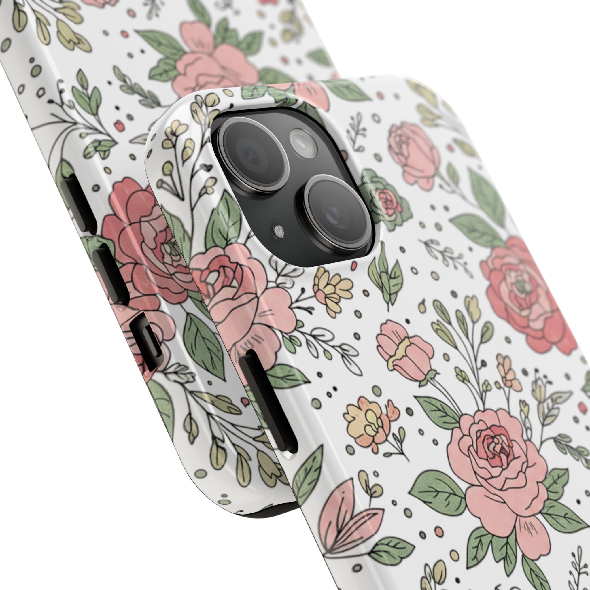 Floral Rose Tough Phone Case - Pink Garden Phone Case