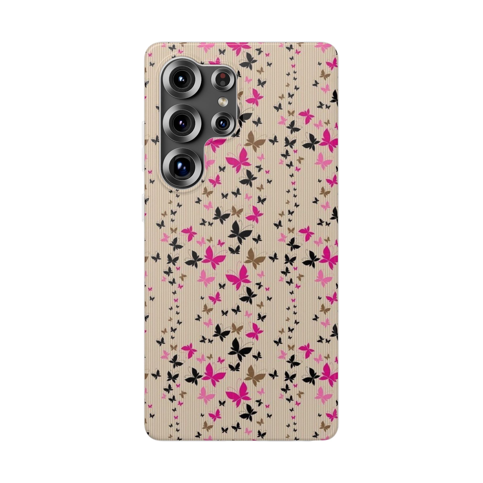 Butterfly Scatter Samsung Case (Pink & Black Floral Case)