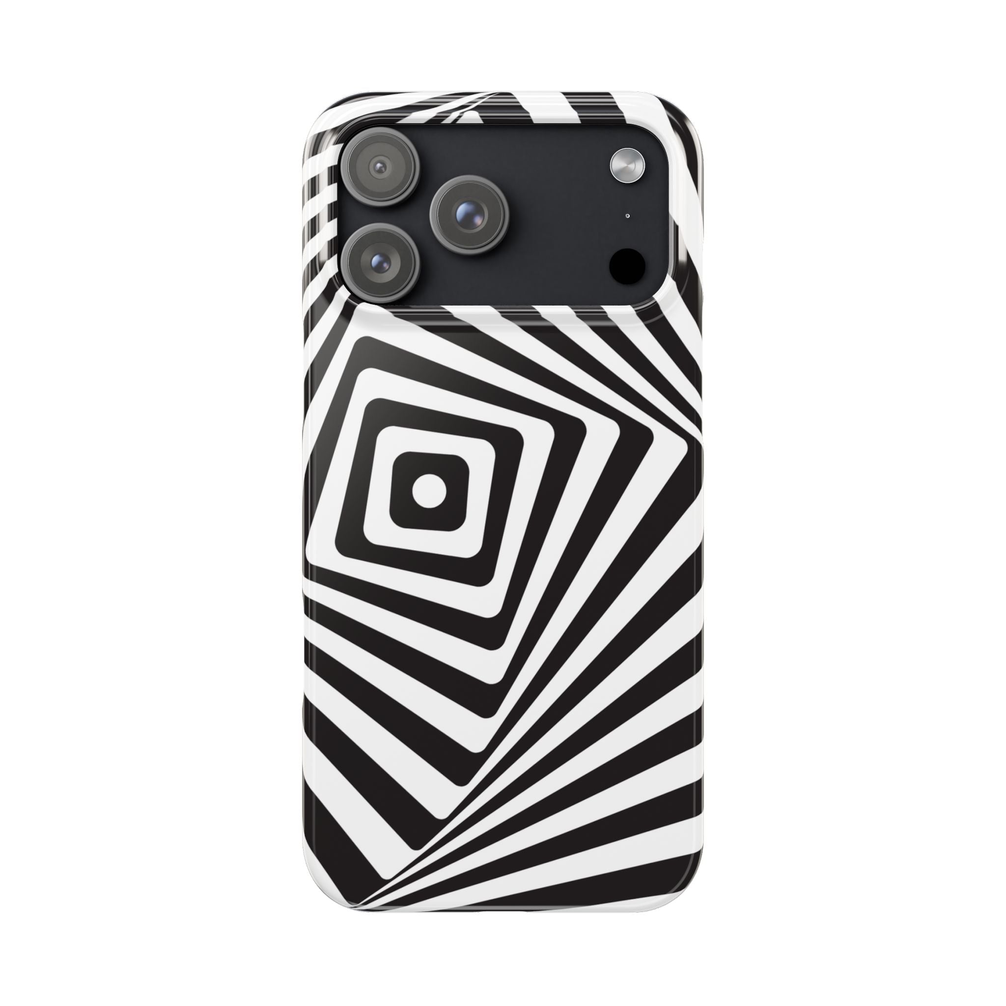 Optical Illusion Slim Phone Case — Black & White Spiral Geometric Design