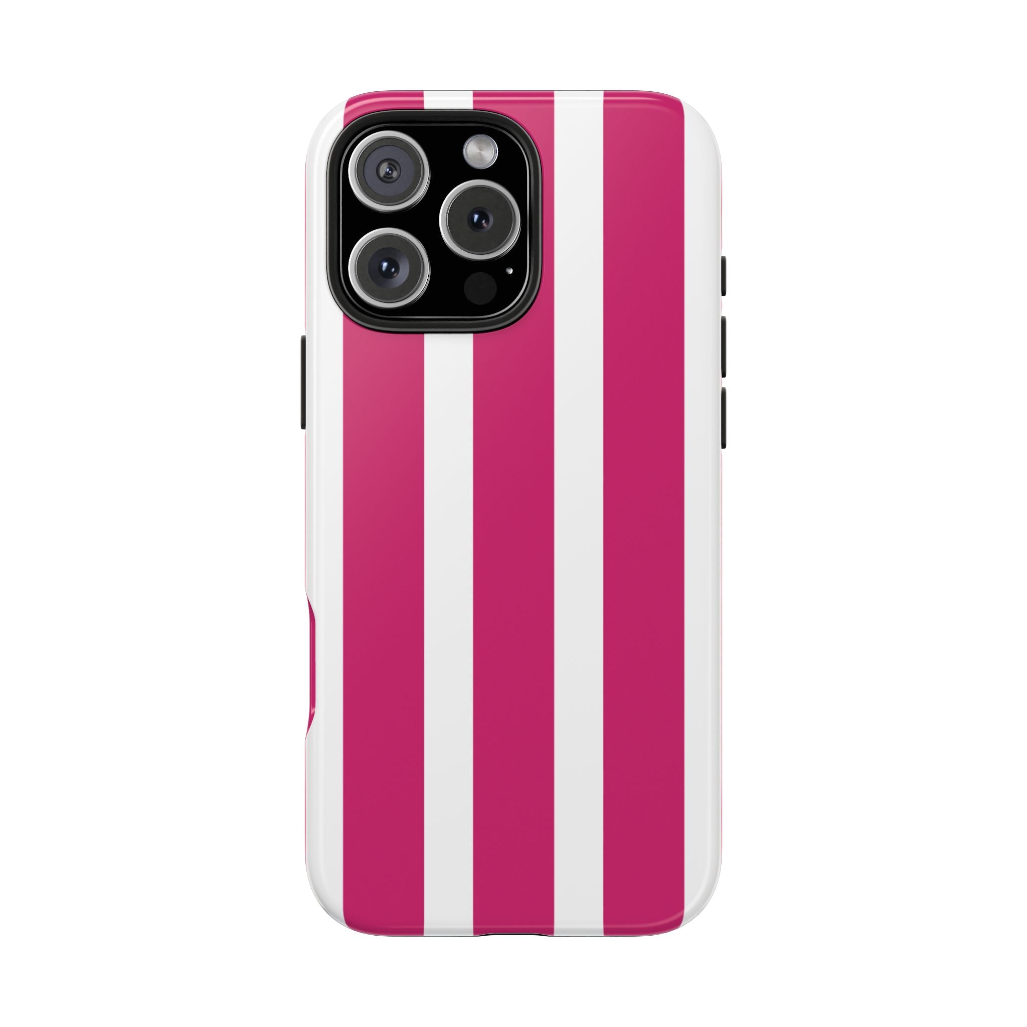 Pink Striped Tough iPhone Case (Bold Magenta)