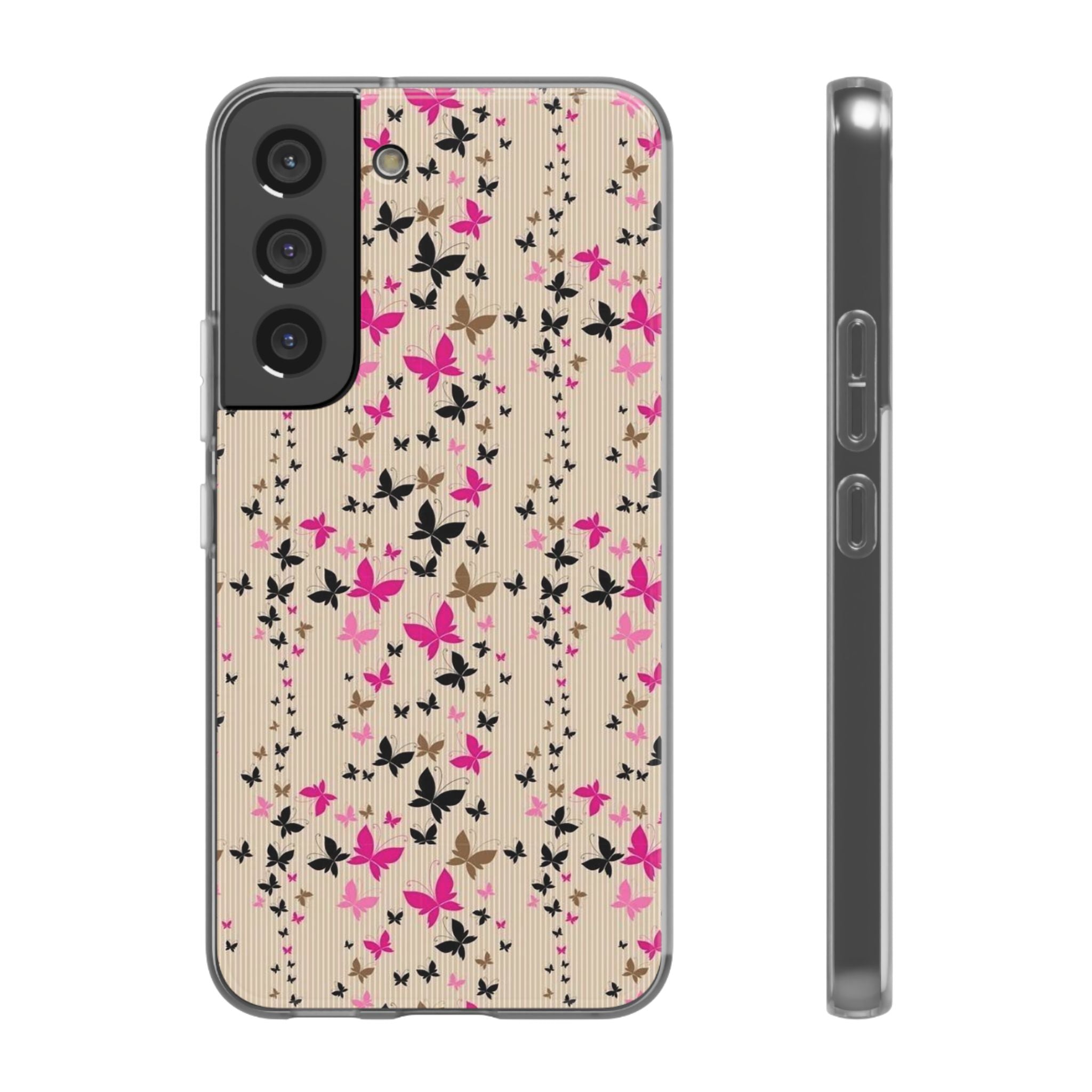 Butterfly Scatter Samsung Case (Pink & Black Floral Case)