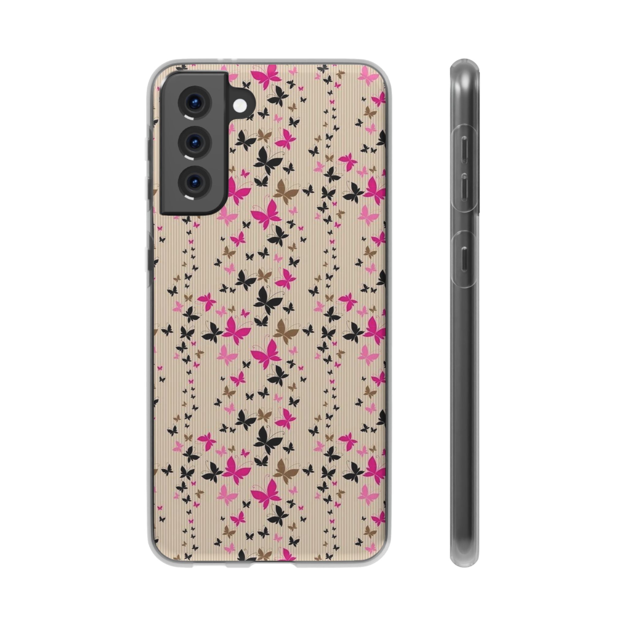 Butterfly Scatter Samsung Case (Pink & Black Floral Case)