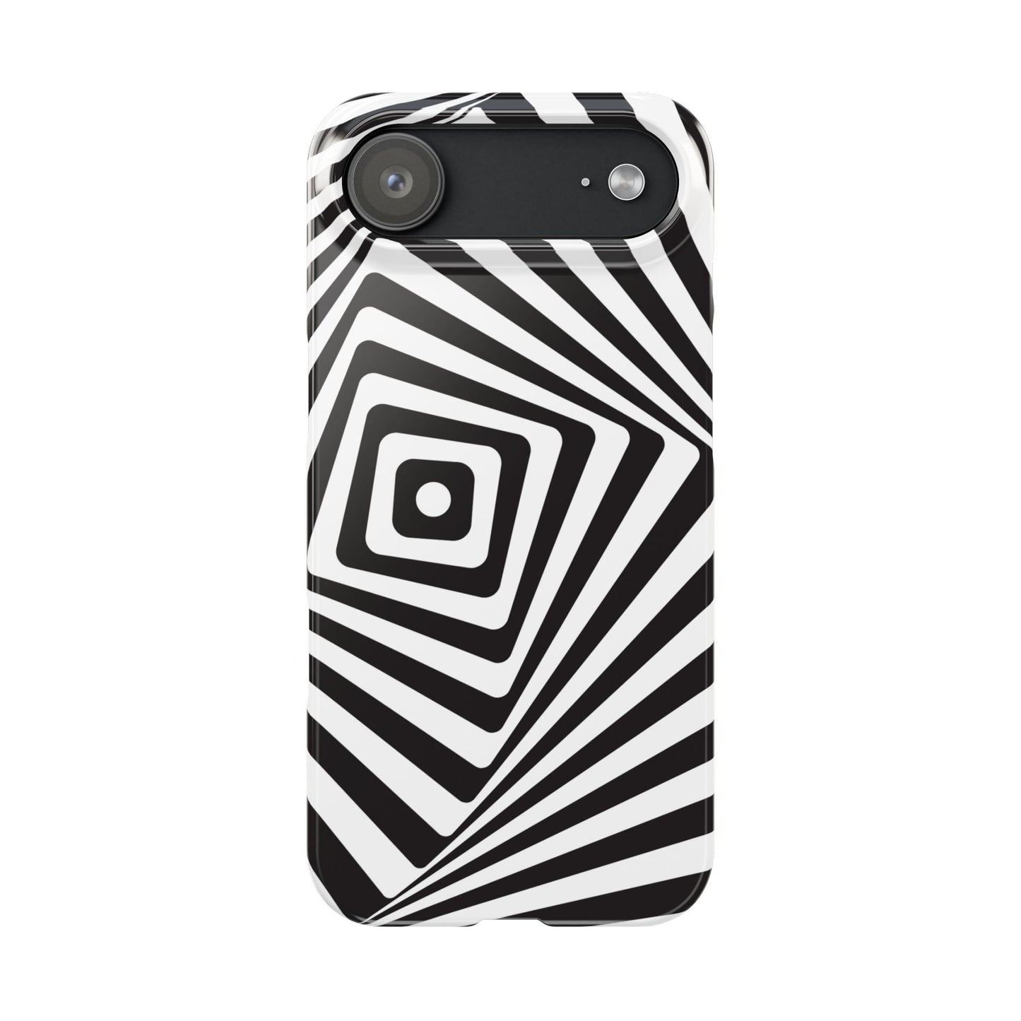 Optical Illusion Slim Phone Case — Black & White Spiral Geometric Design