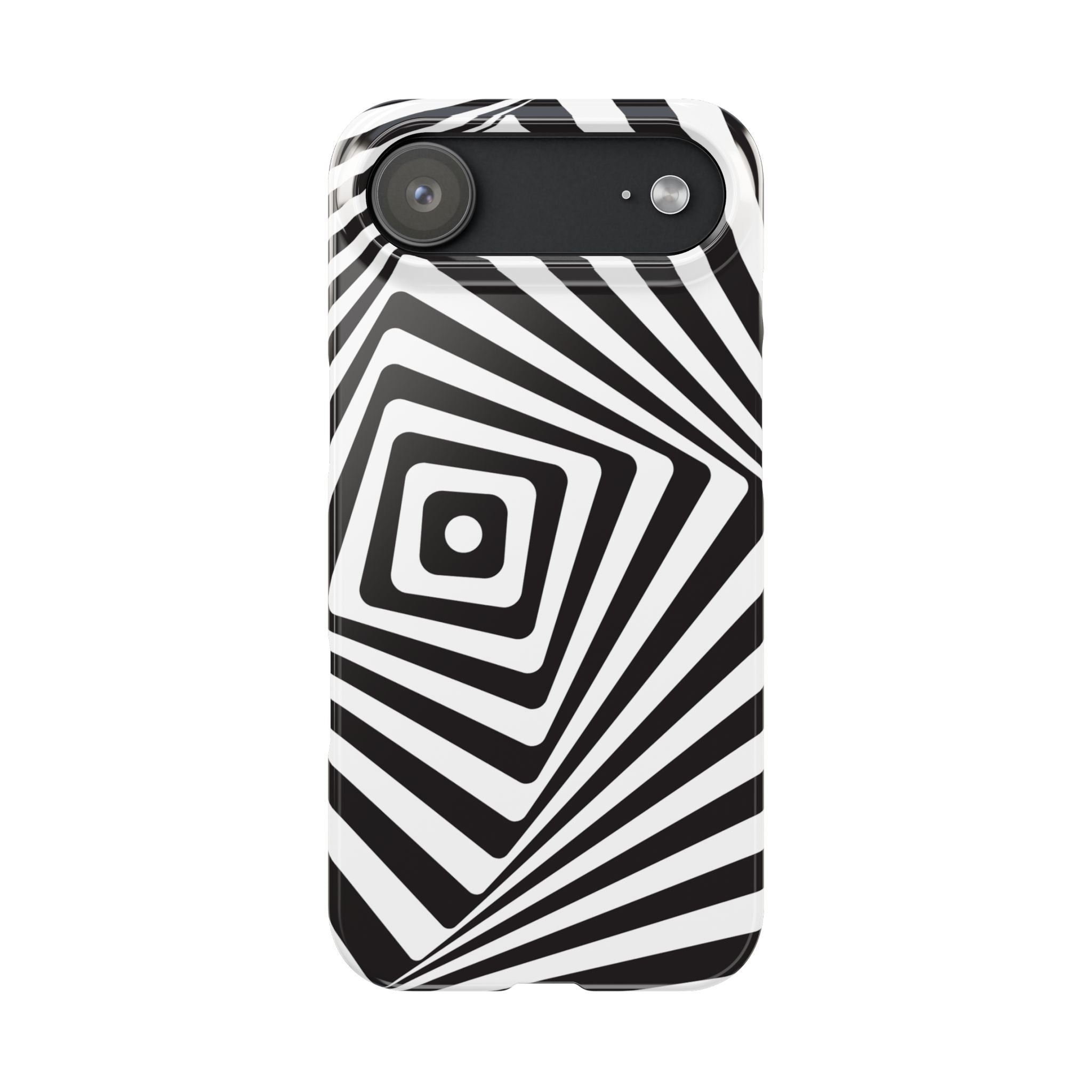 Optical Illusion Slim Phone Case — Black & White Spiral Geometric Design