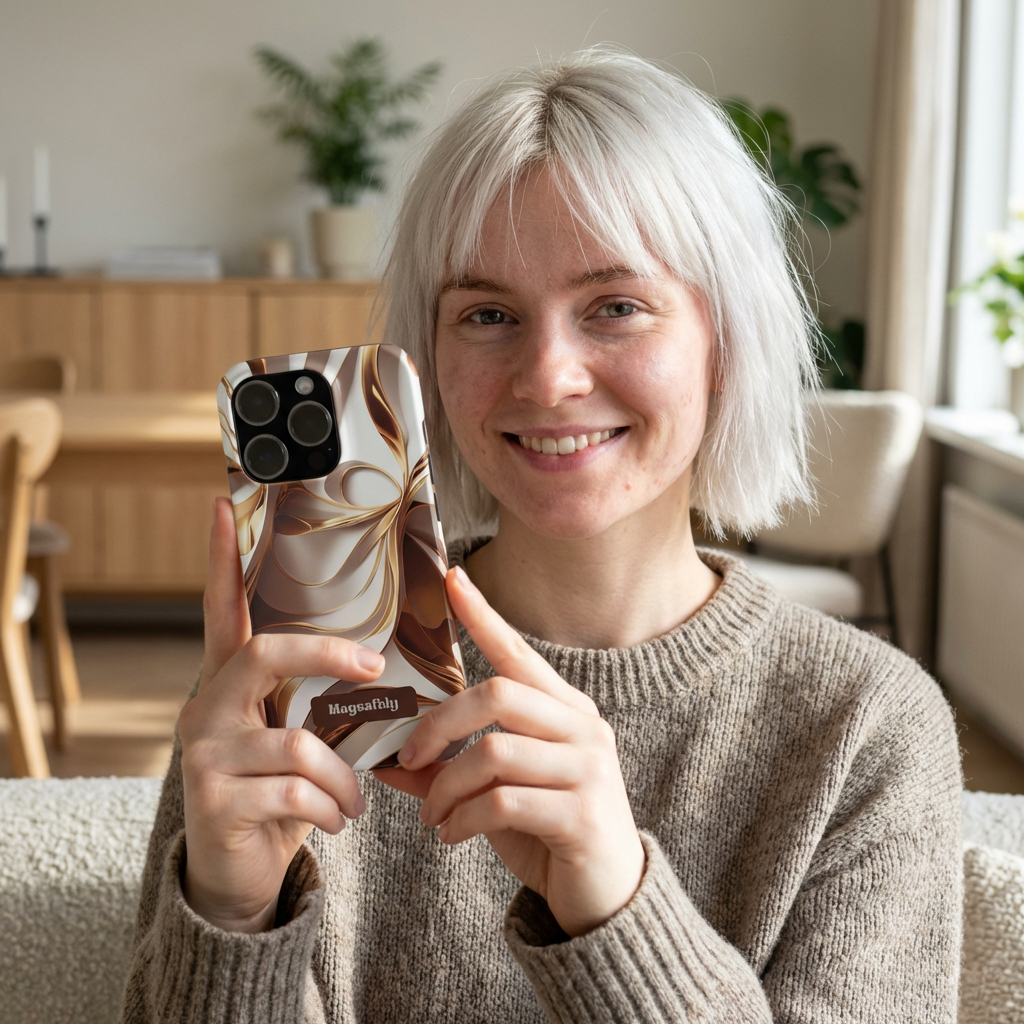 Luxe Swirl Marble Brown Gold Design