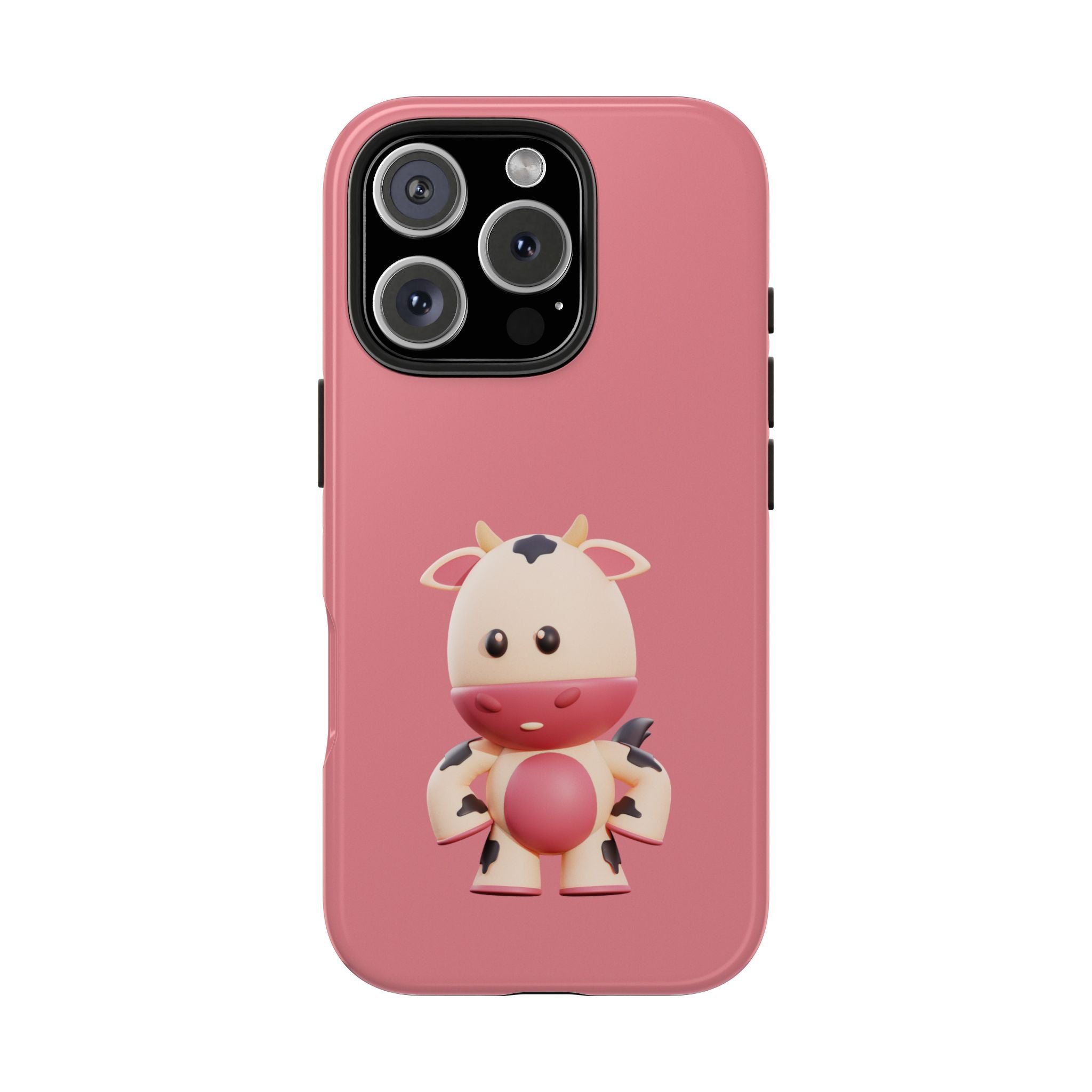 Cute Pink Cow Tough Phone Case – Durable Cute Farm Animal iPhone Cover