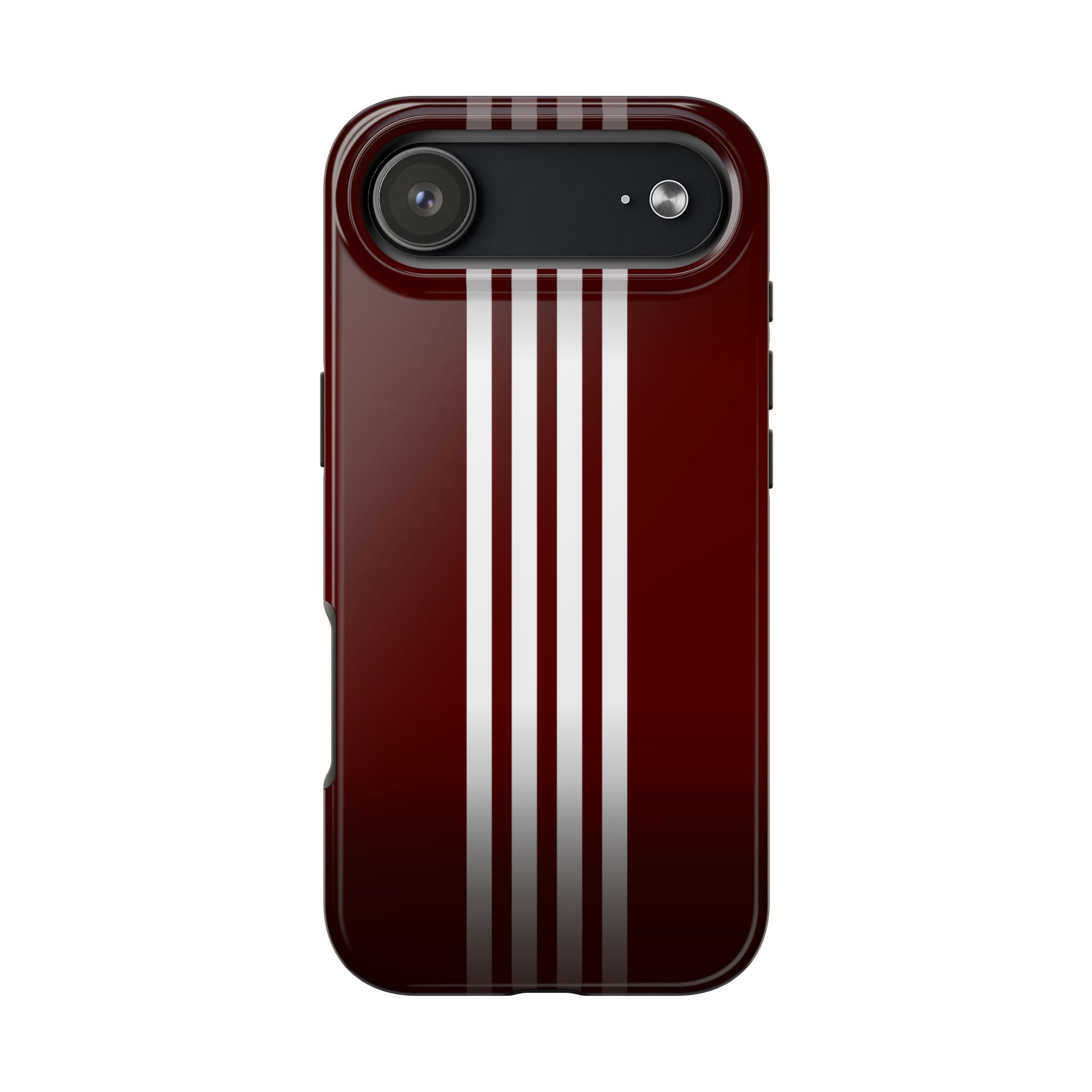 Maroon Racing Stripe Tough iPhone Case