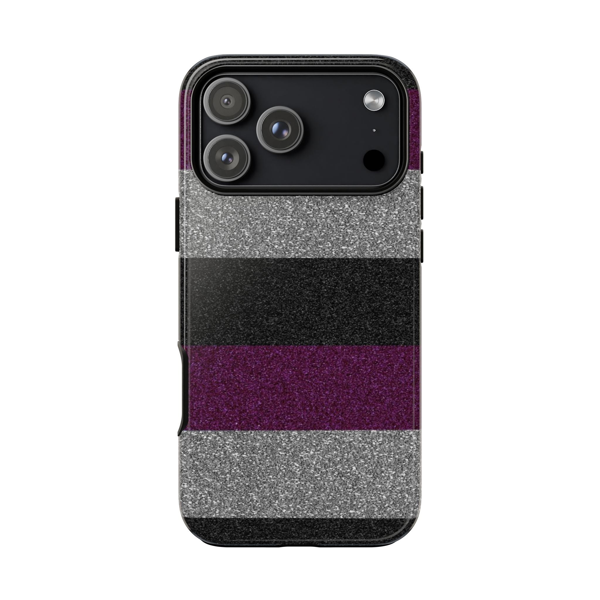 Asexual Pride Stripe iPhone Case (Purple, Black & Gray)