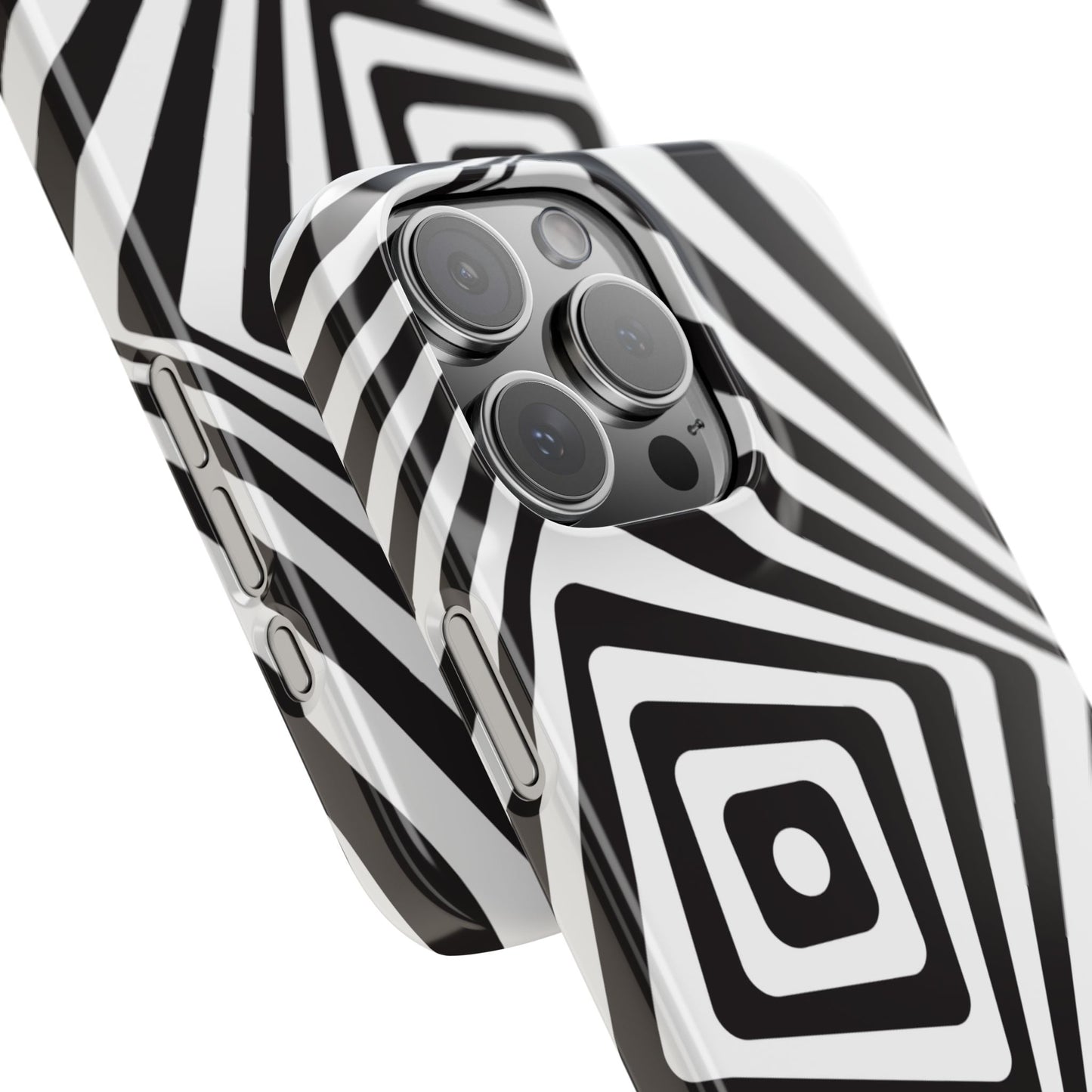 Optical Illusion Slim Phone Case — Black & White Spiral Geometric Design